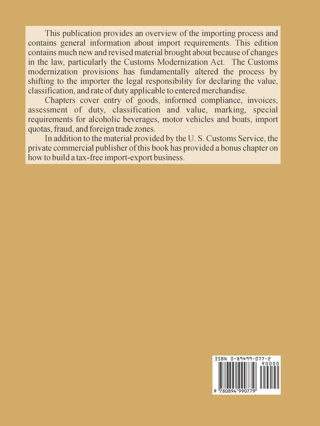 Rückseitencover Importing Into the United States