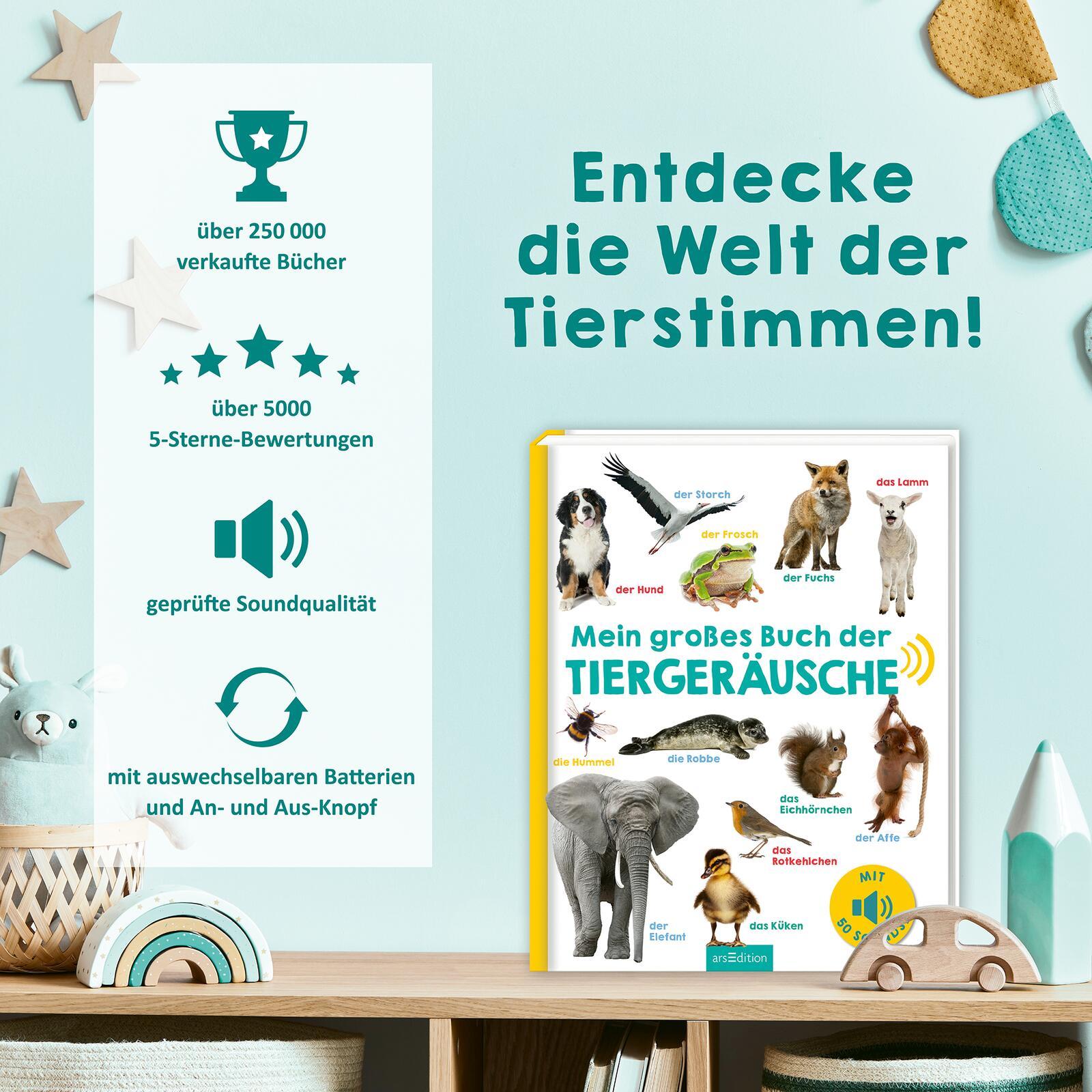 Beispielinhalt (Bild) Mein großes Buch der Tiergeräusche