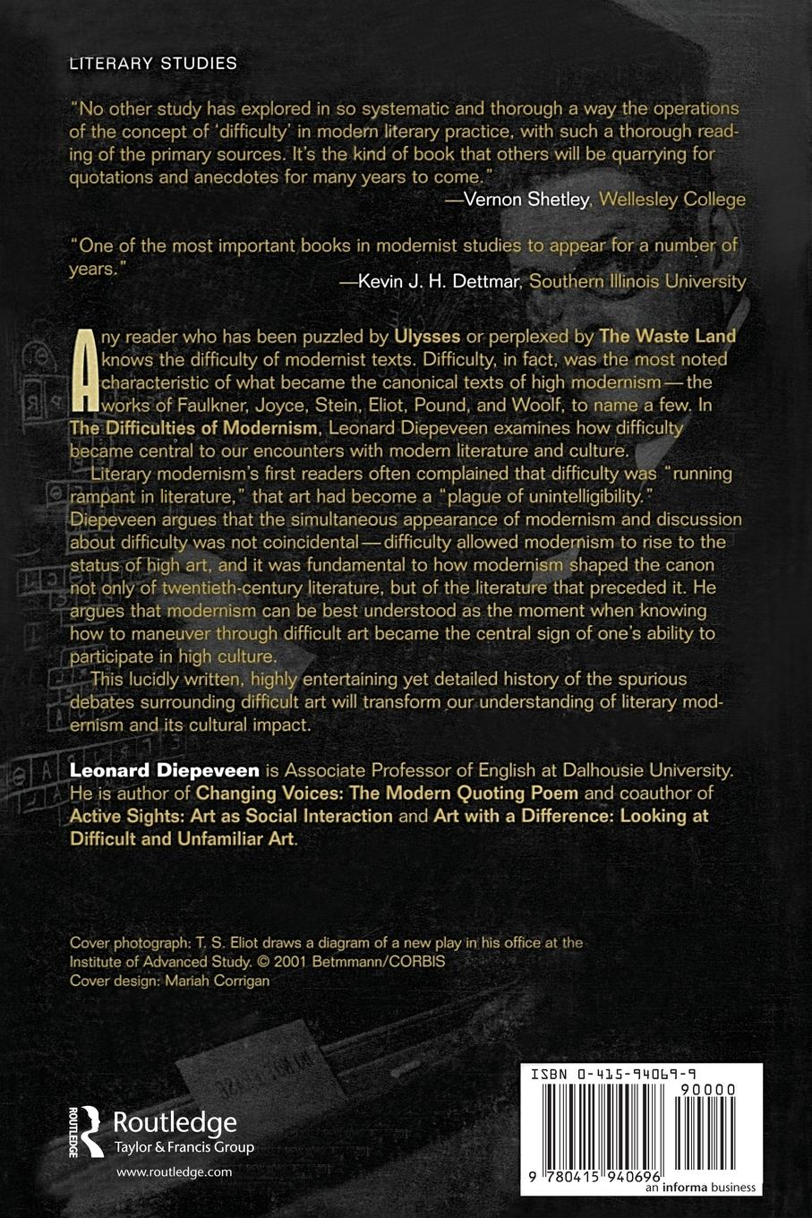 Rückseitencover The Difficulties of Modernism