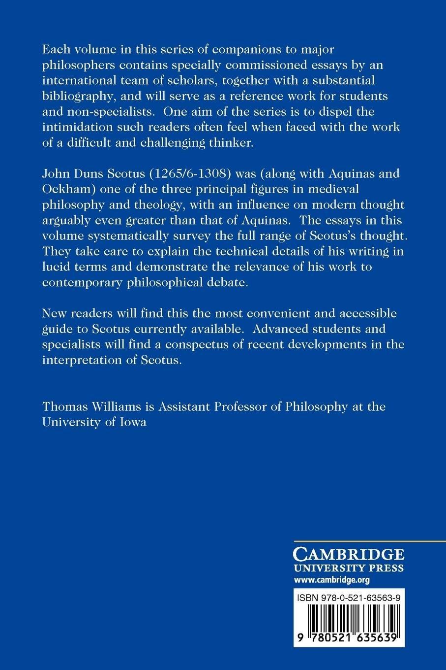 Rückseitencover The Cambridge Companion to Duns Scotus