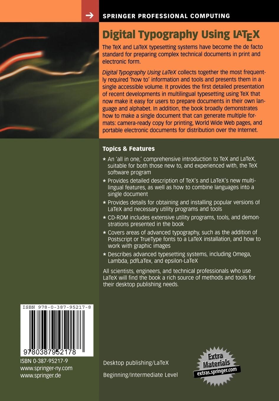 Rückseitencover Digital Typography Using Latex