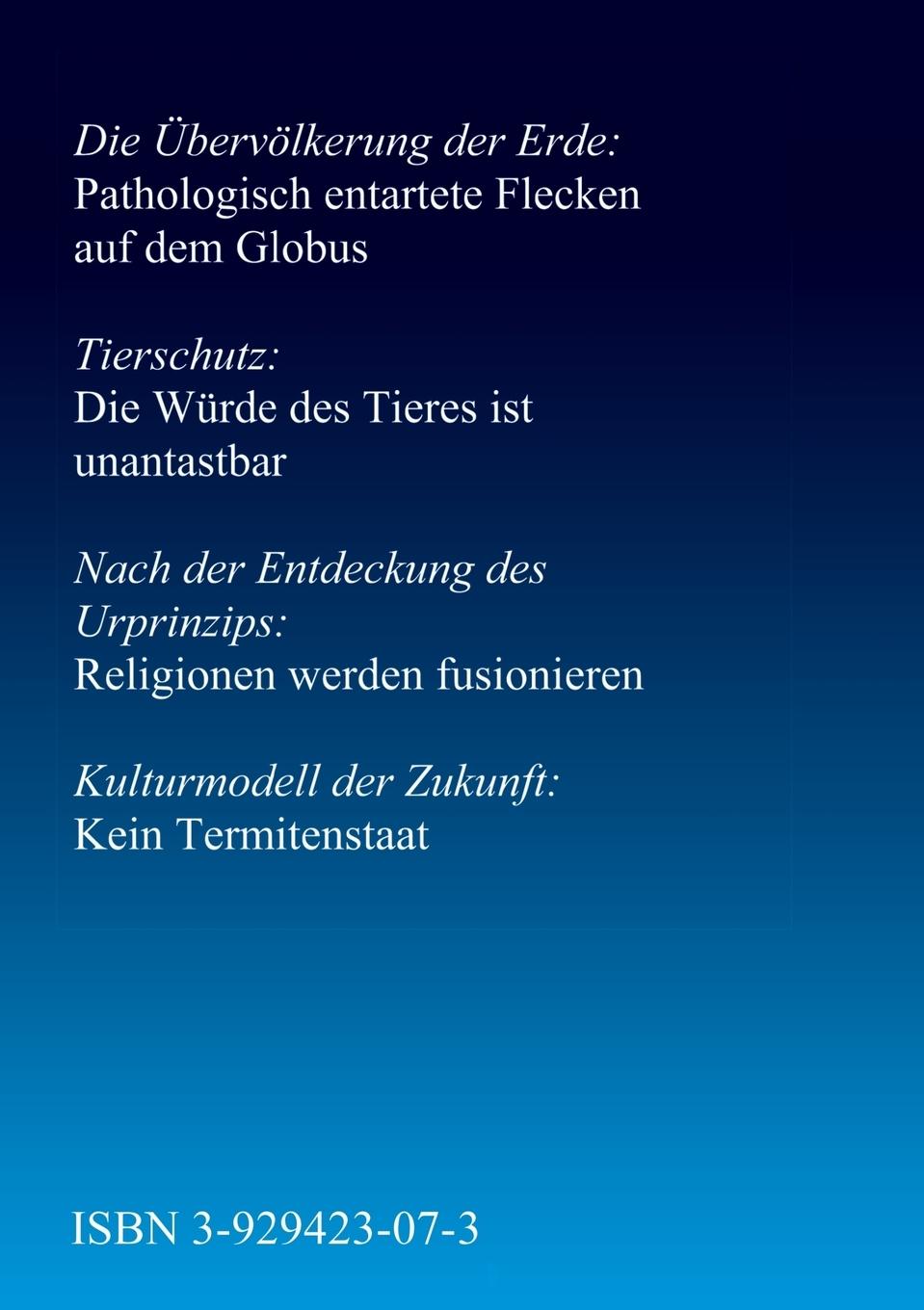 Rückseitencover Aussprache über die Menschheit