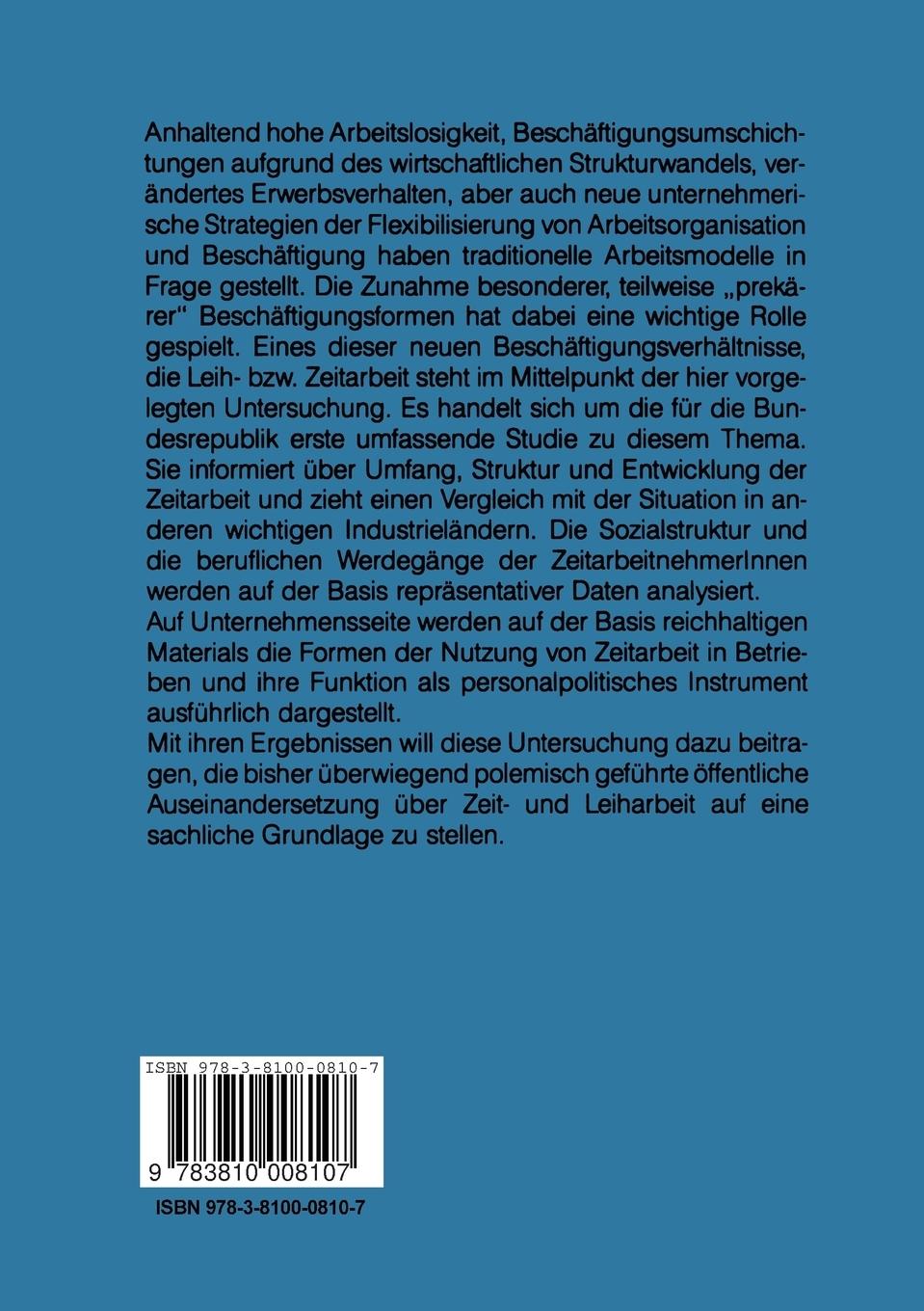 Rückseitencover Arbeit auf Zeit