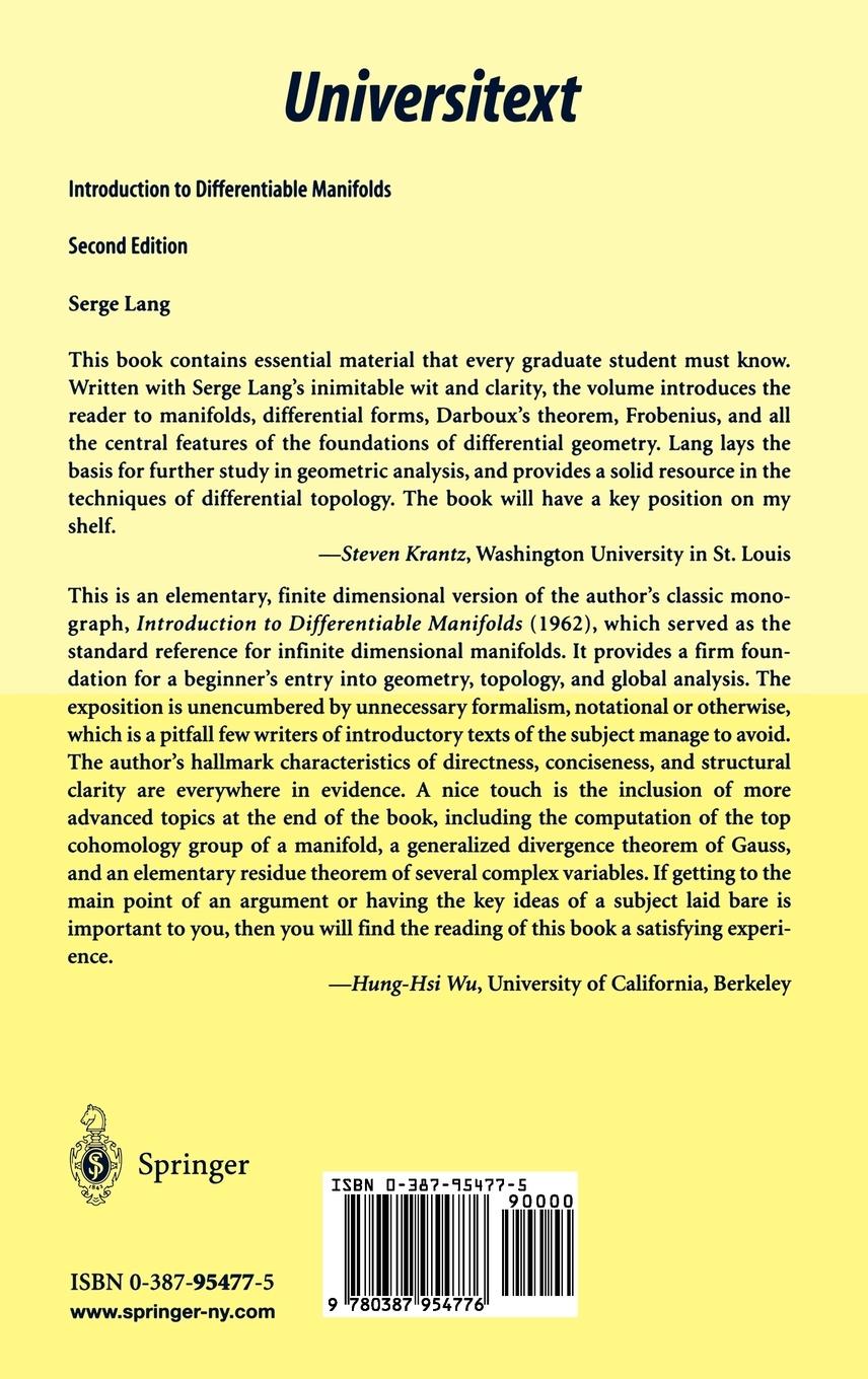 Rückseitencover Introduction to Differentiable Manifolds