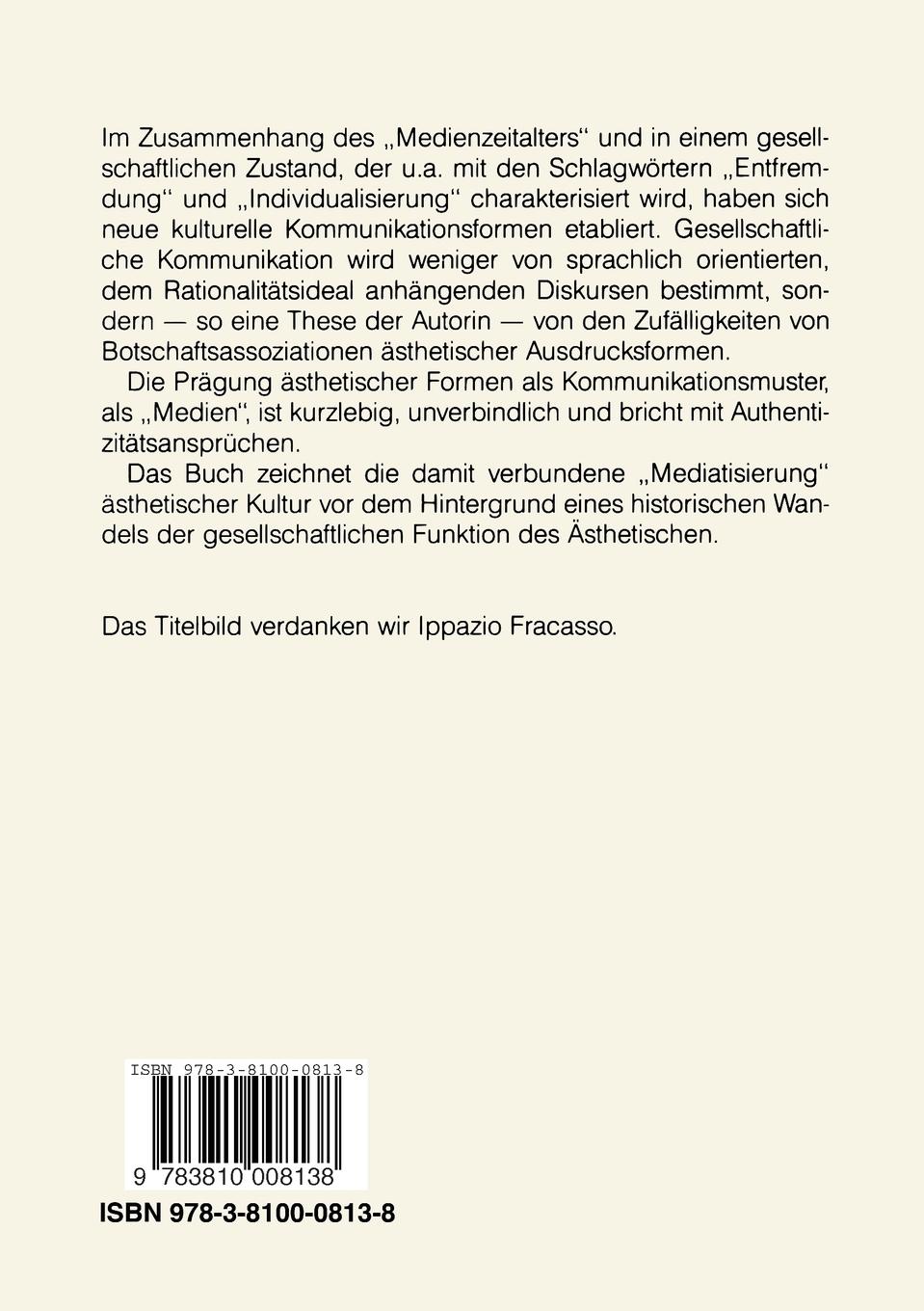 Rückseitencover Medien und ästhetische Kultur