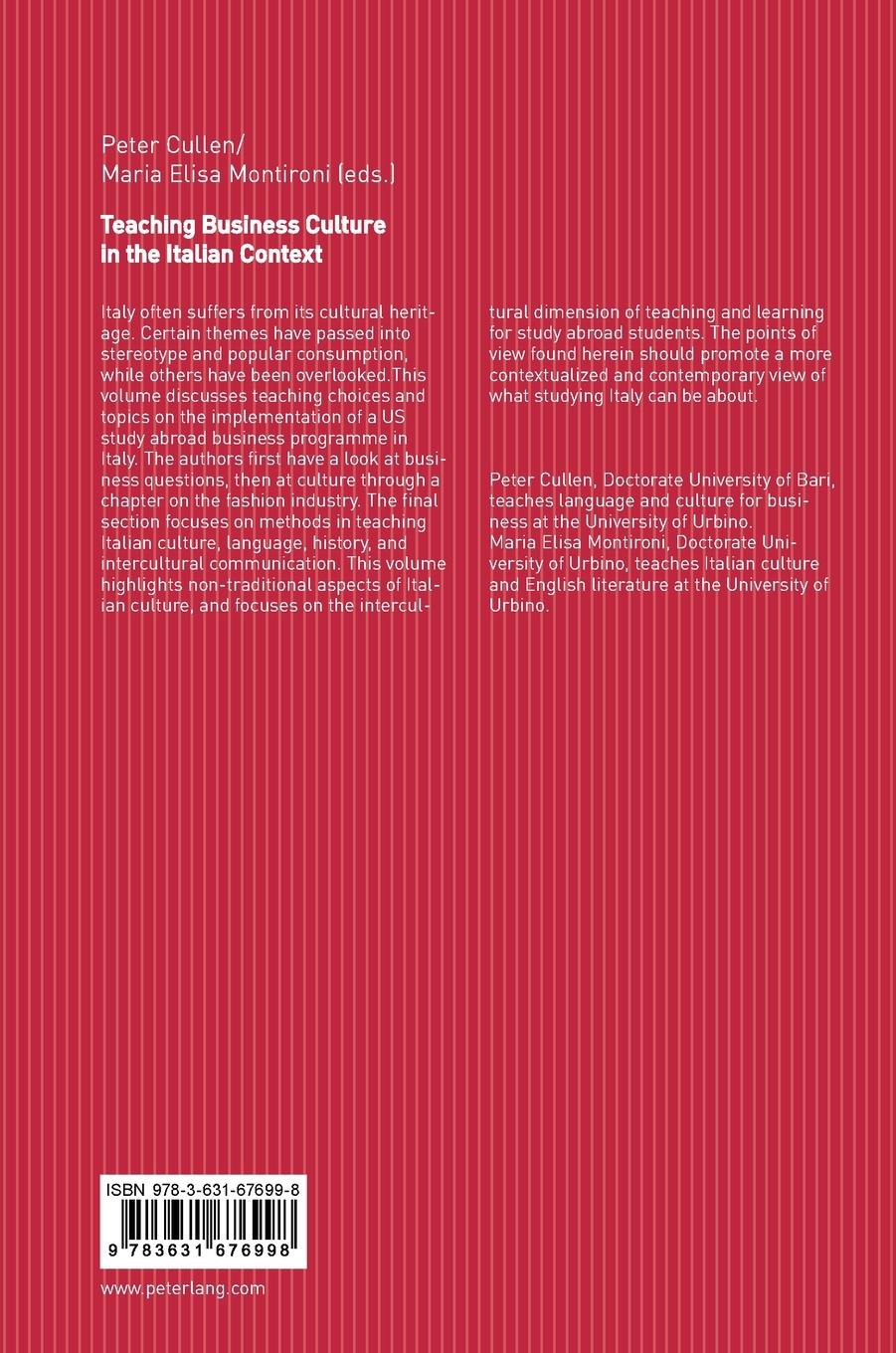 Rückseitencover Teaching Business Culture in the Italian Context