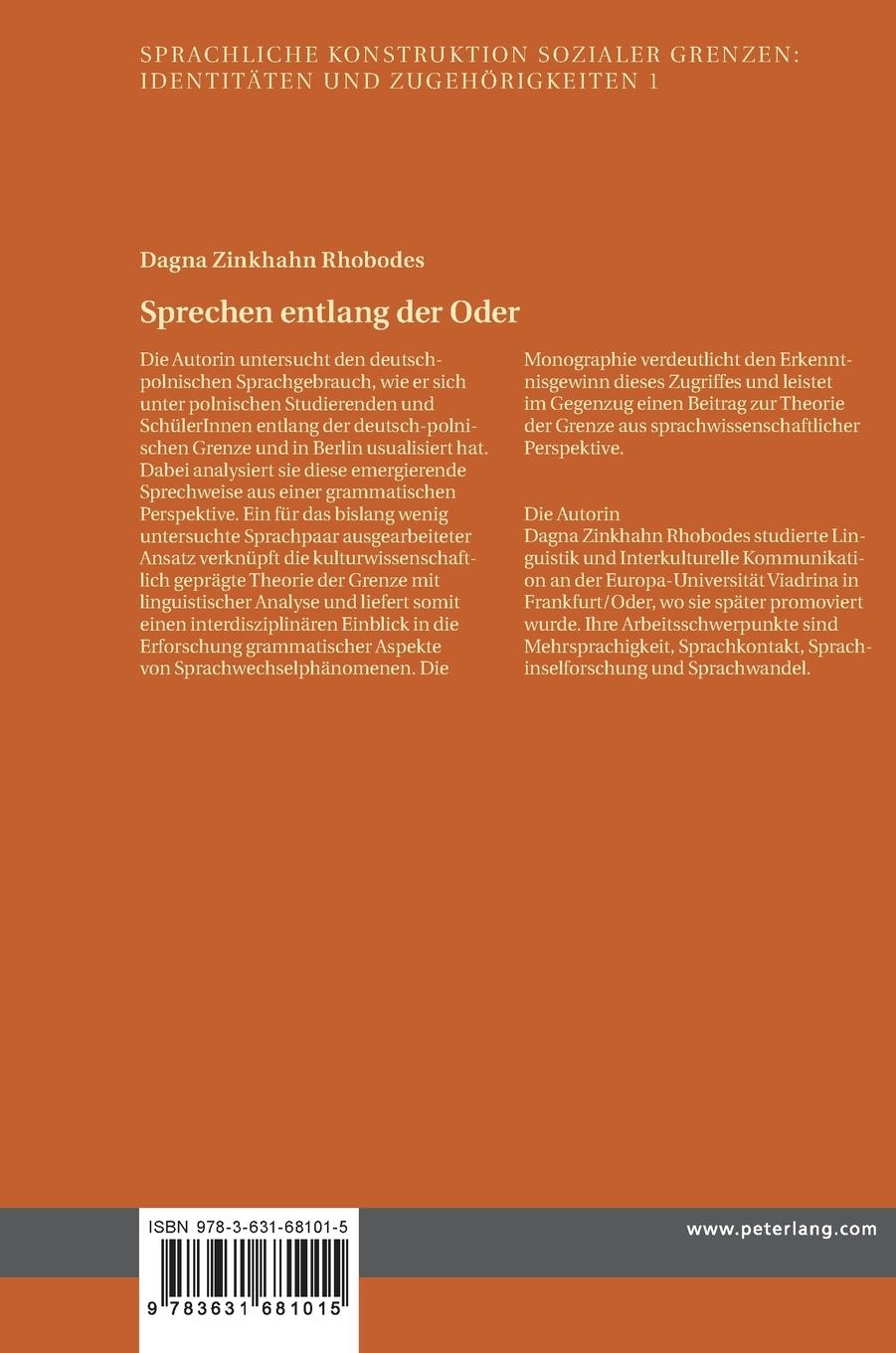 Rückseitencover Sprechen entlang der Oder