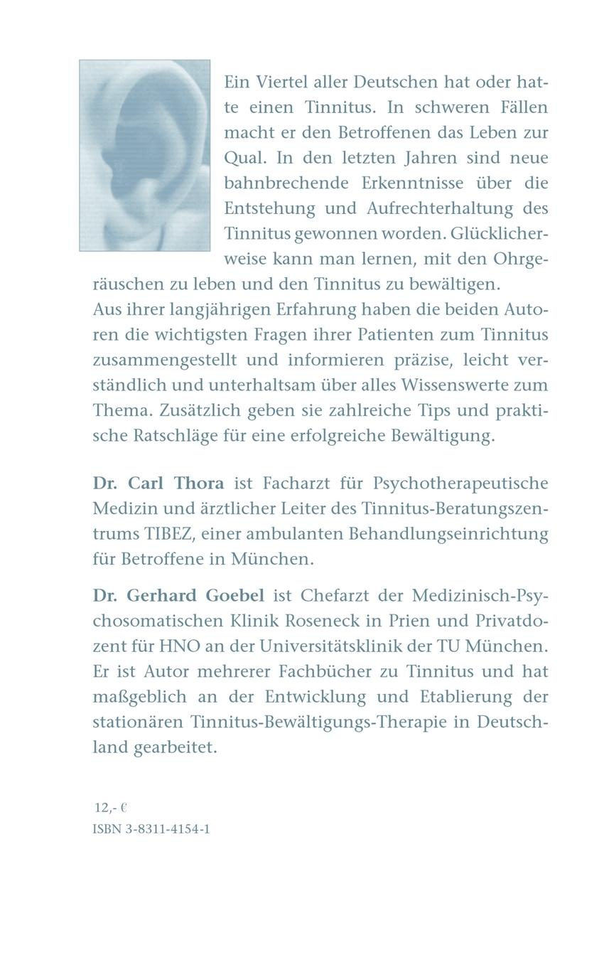 Rückseitencover 100 Fragen zum Tinnitus