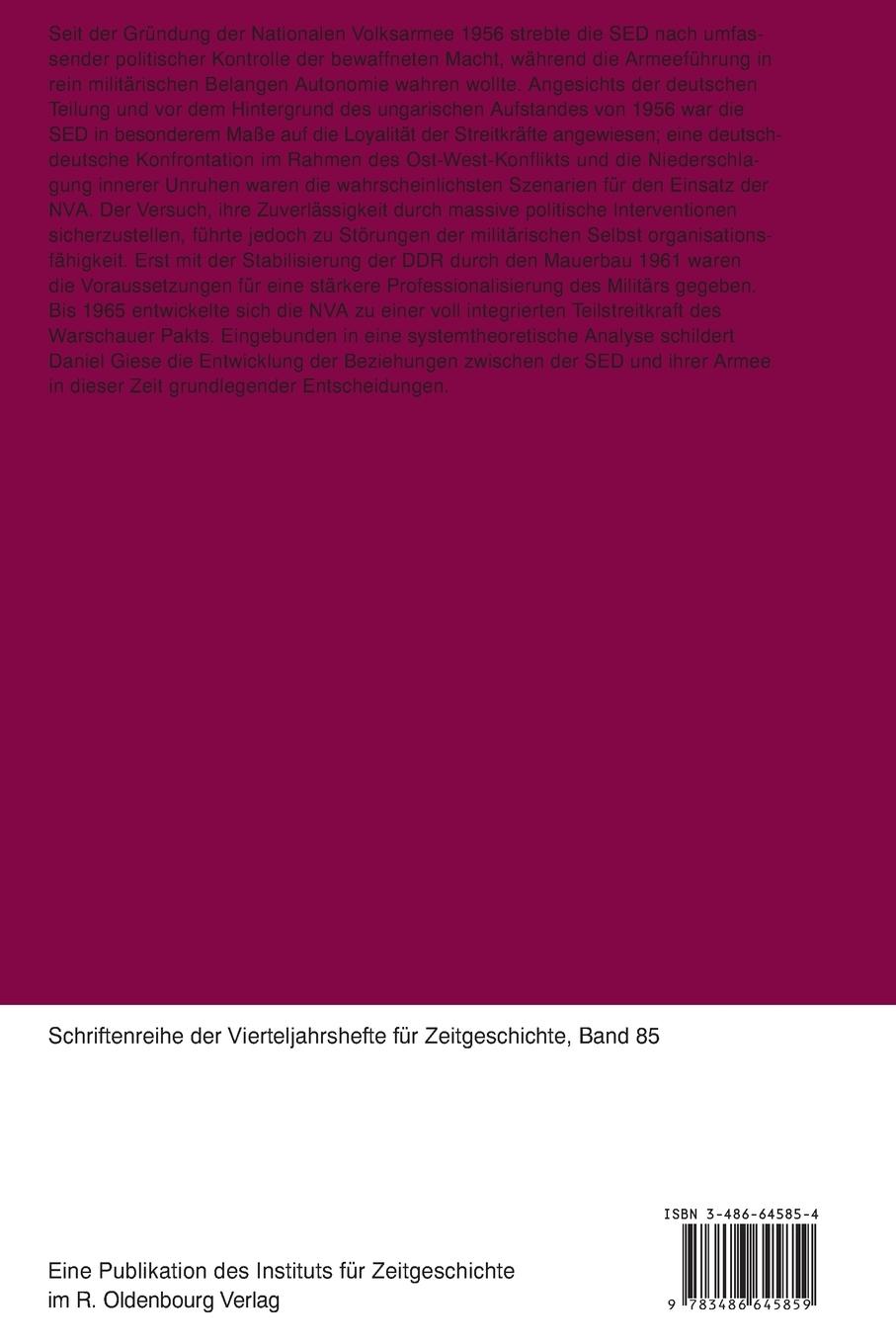 Rückseitencover Die SED und ihre Armee