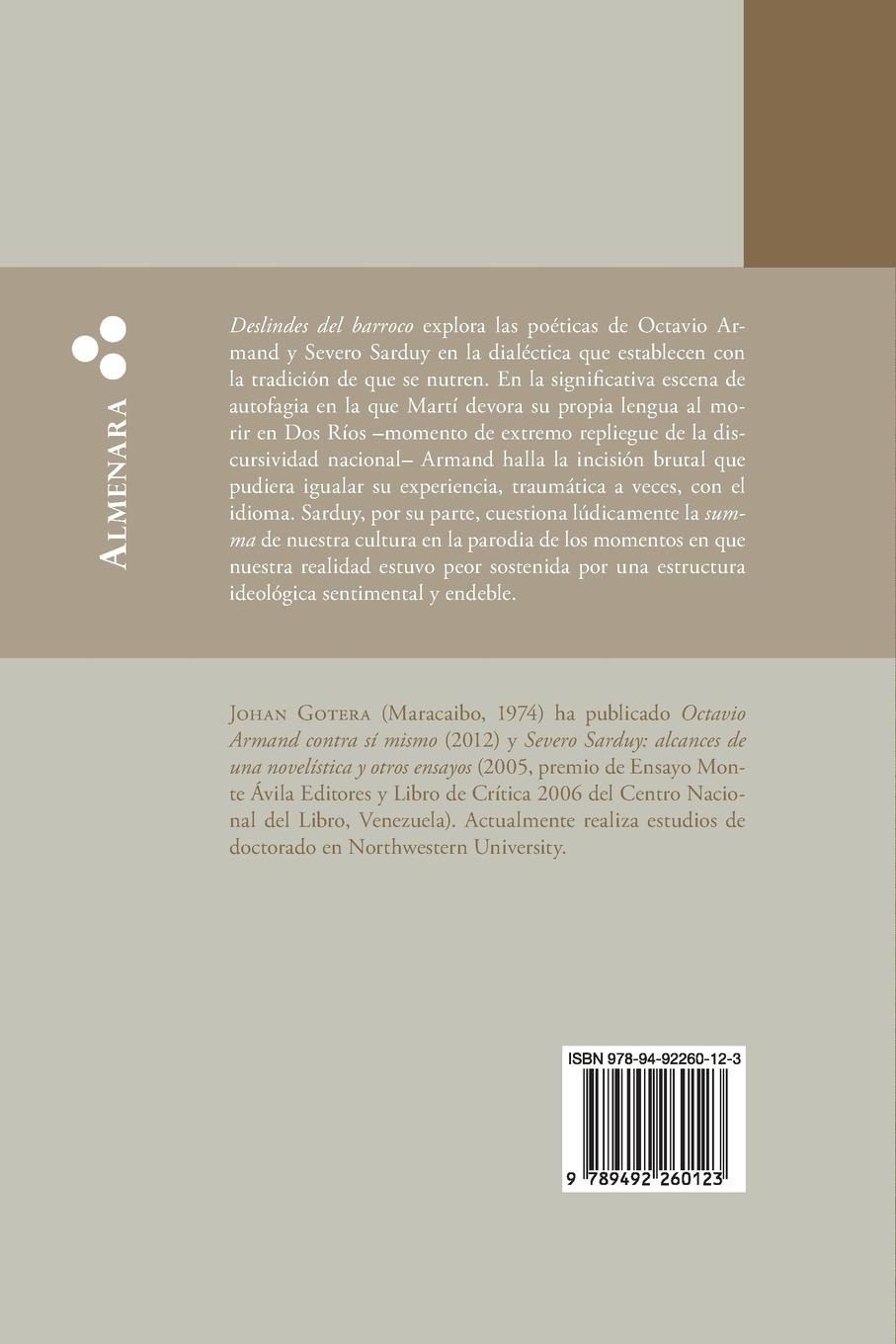 Rückseitencover Deslindes del barroco. Erosión y archivo en Octavio Armand y Severo Sarduy