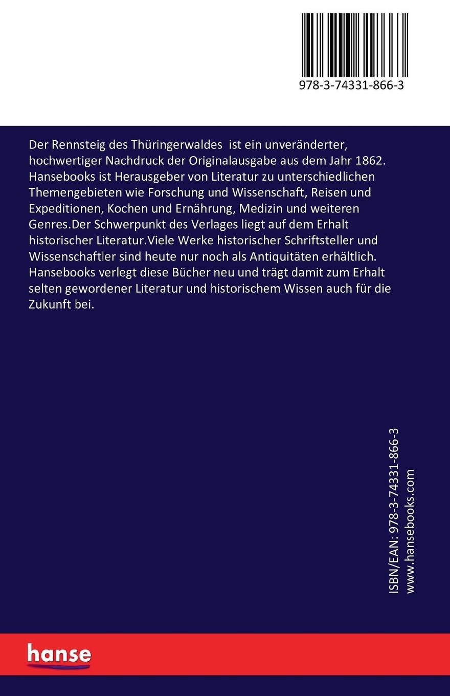Rückseitencover Der Rennsteig des Thüringerwaldes