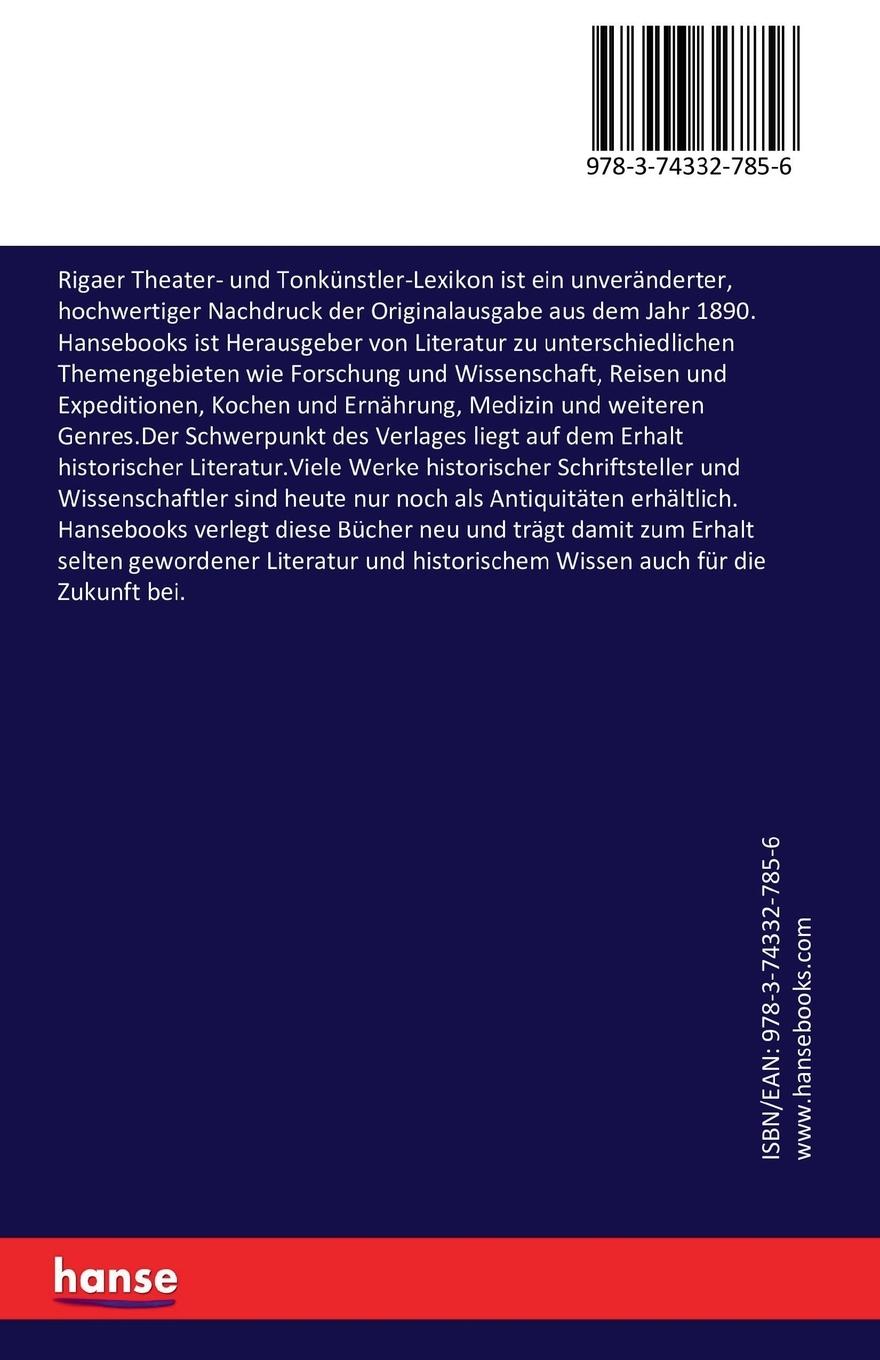 Rückseitencover Rigaer Theater- und Tonkünstler-Lexikon