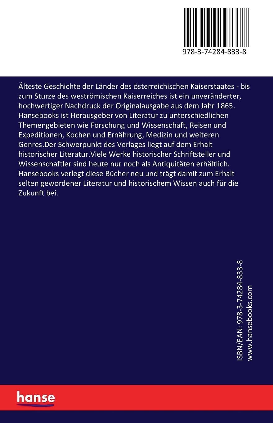 Rückseitencover Älteste Geschichte der Länder des österreichischen Kaiserstaates