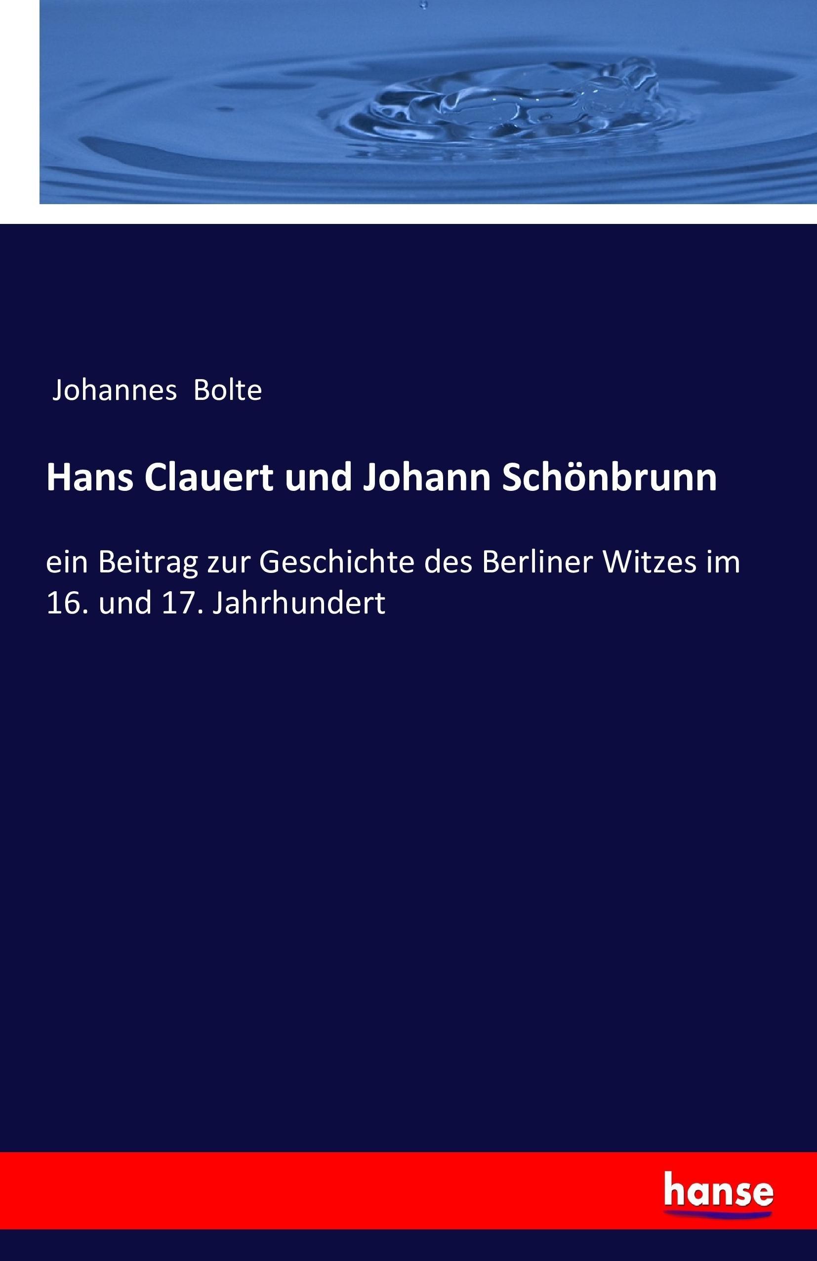 Vorderes Coverbild Hans Clauert und Johann Schönbrunn