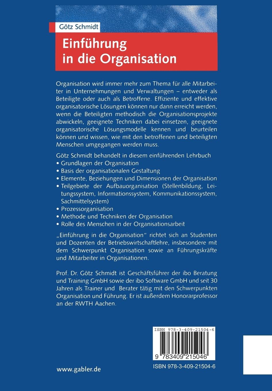 Rückseitencover Einführung in die Organisation
