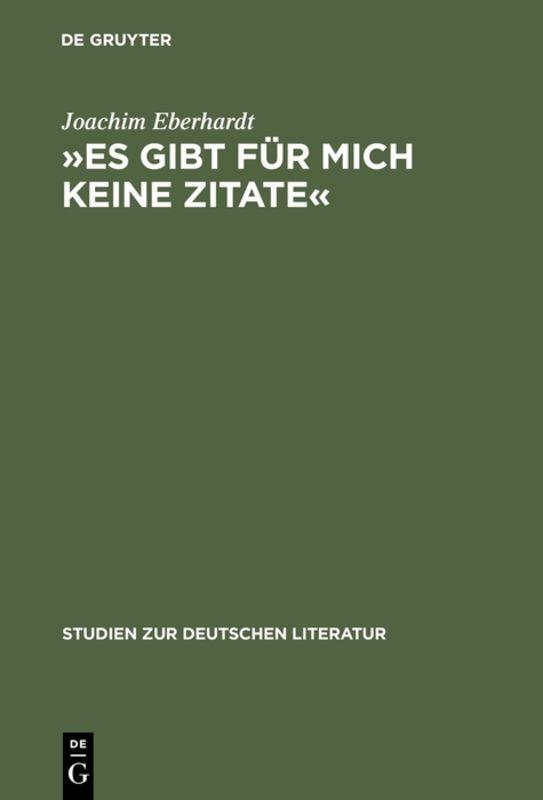 Vorderes Coverbild 'Es gibt für mich keine Zitate'