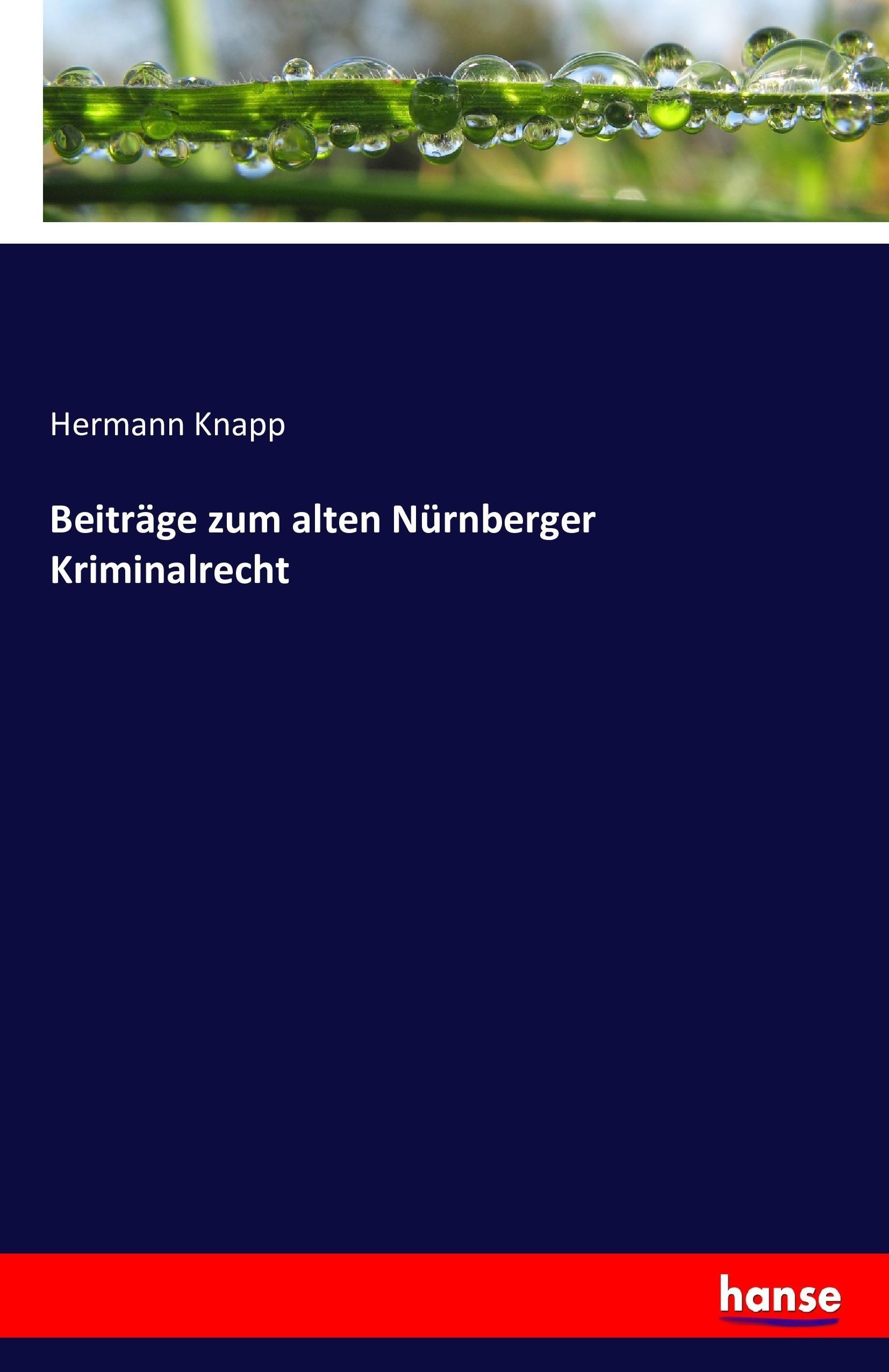 Vorderes Coverbild Beiträge zum alten Nürnberger Kriminalrecht