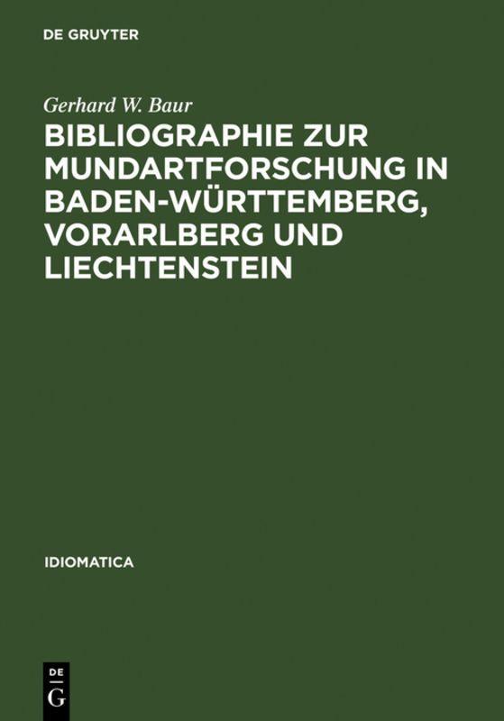 Vorderes Coverbild Bibliographie zur Mundartforschung in Baden-Württemberg, Vorarlberg und Liechtenstein