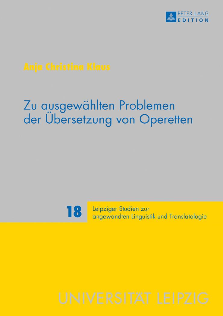 Vorderes Coverbild Zu ausgewählten Problemen der Übersetzung von Operetten