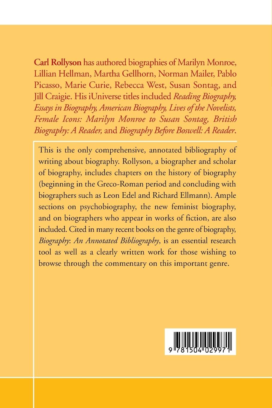 Rückseitencover Biography