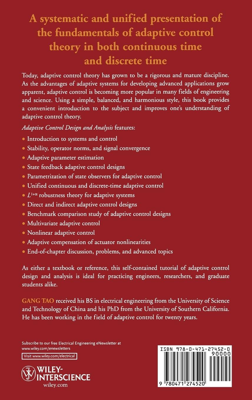 Rückseitencover Adaptive Control Design and Analysis