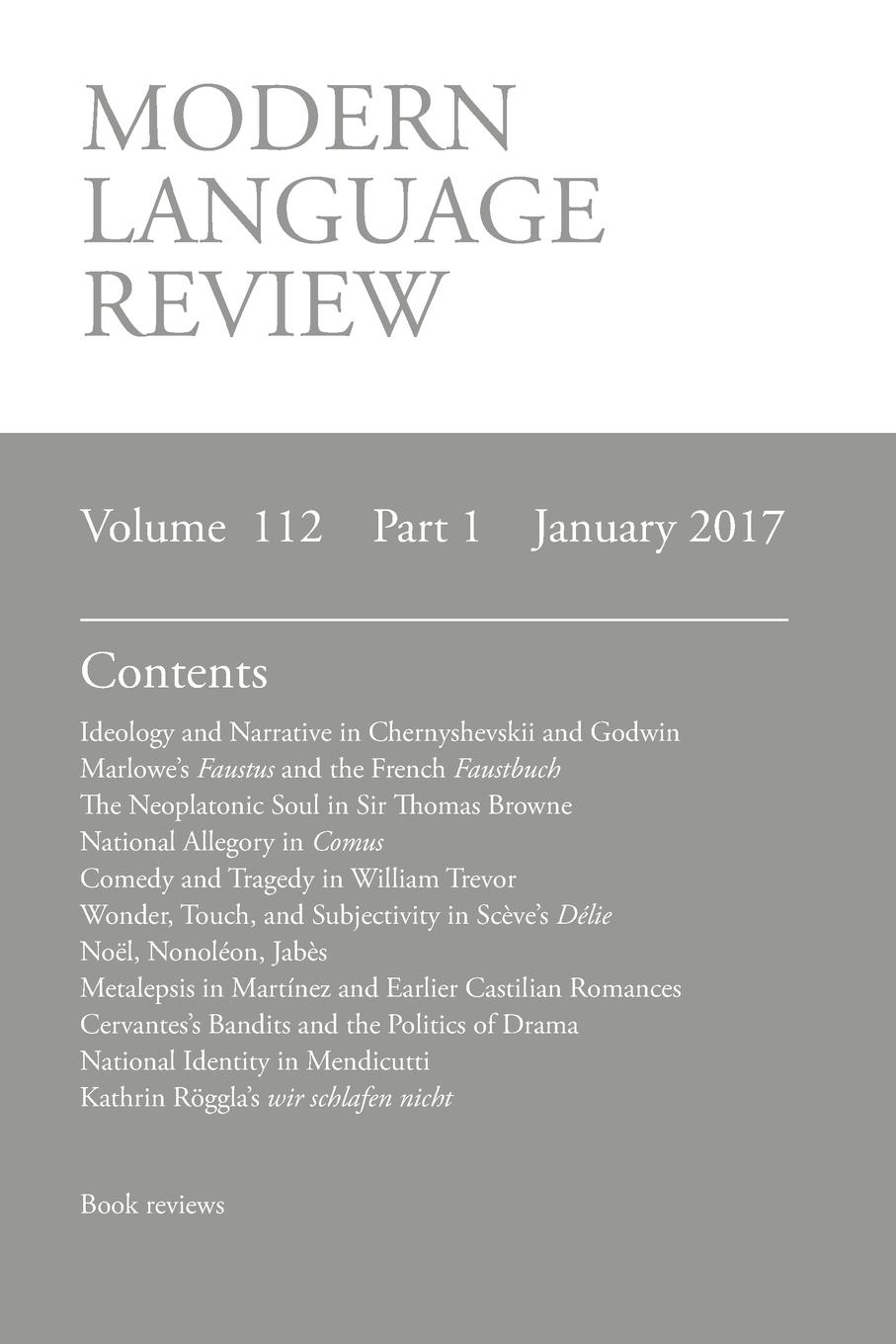 Vorderes Coverbild Modern Language Review (112