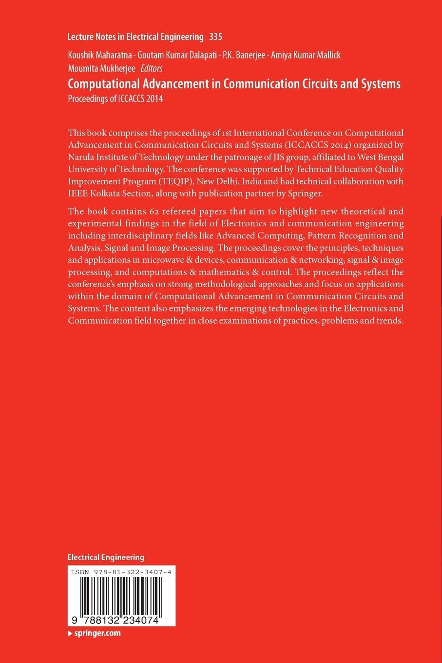 Rückseitencover Computational Advancement in Communication Circuits and Systems