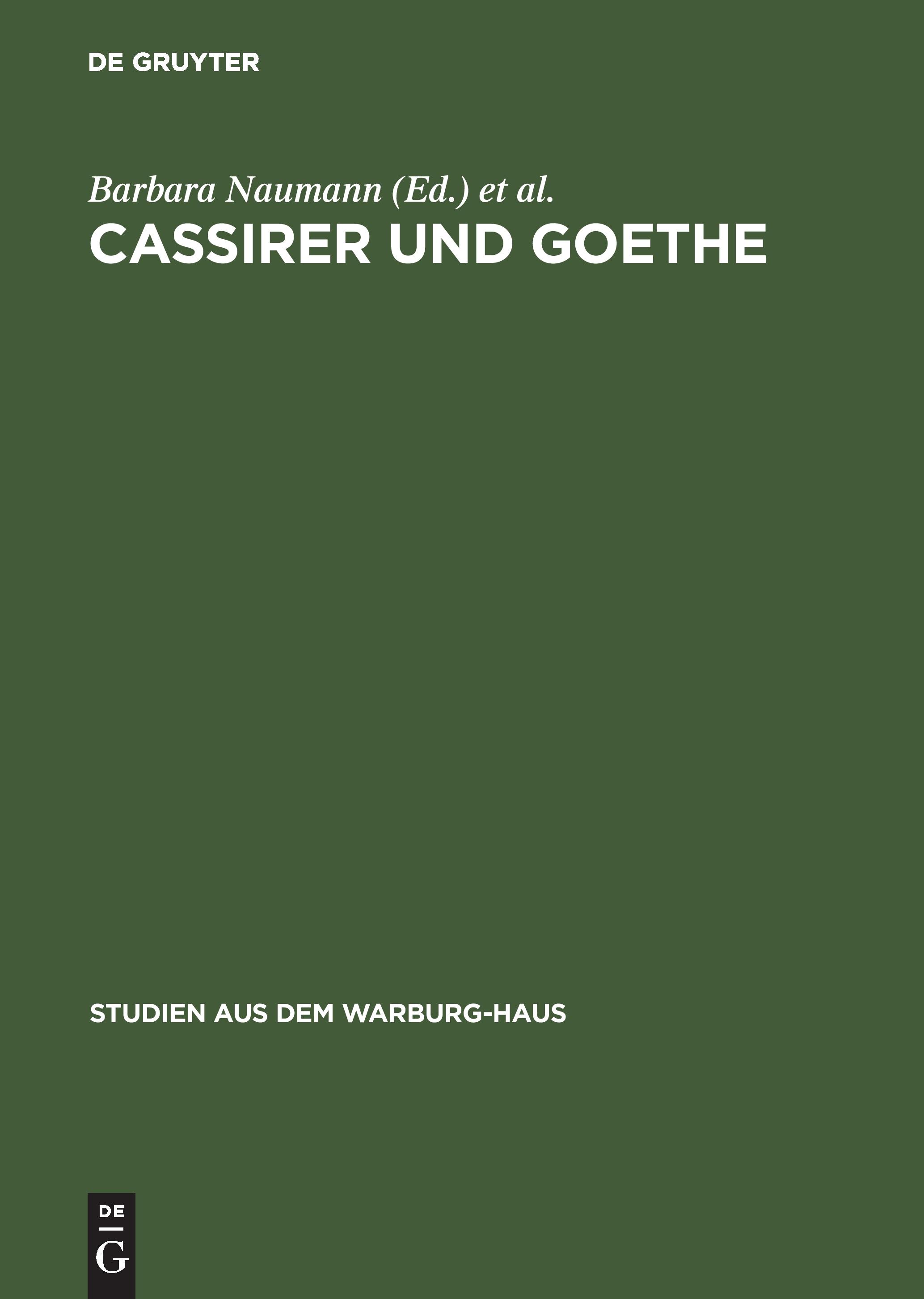 Vorderes Coverbild Cassirer und Goethe
