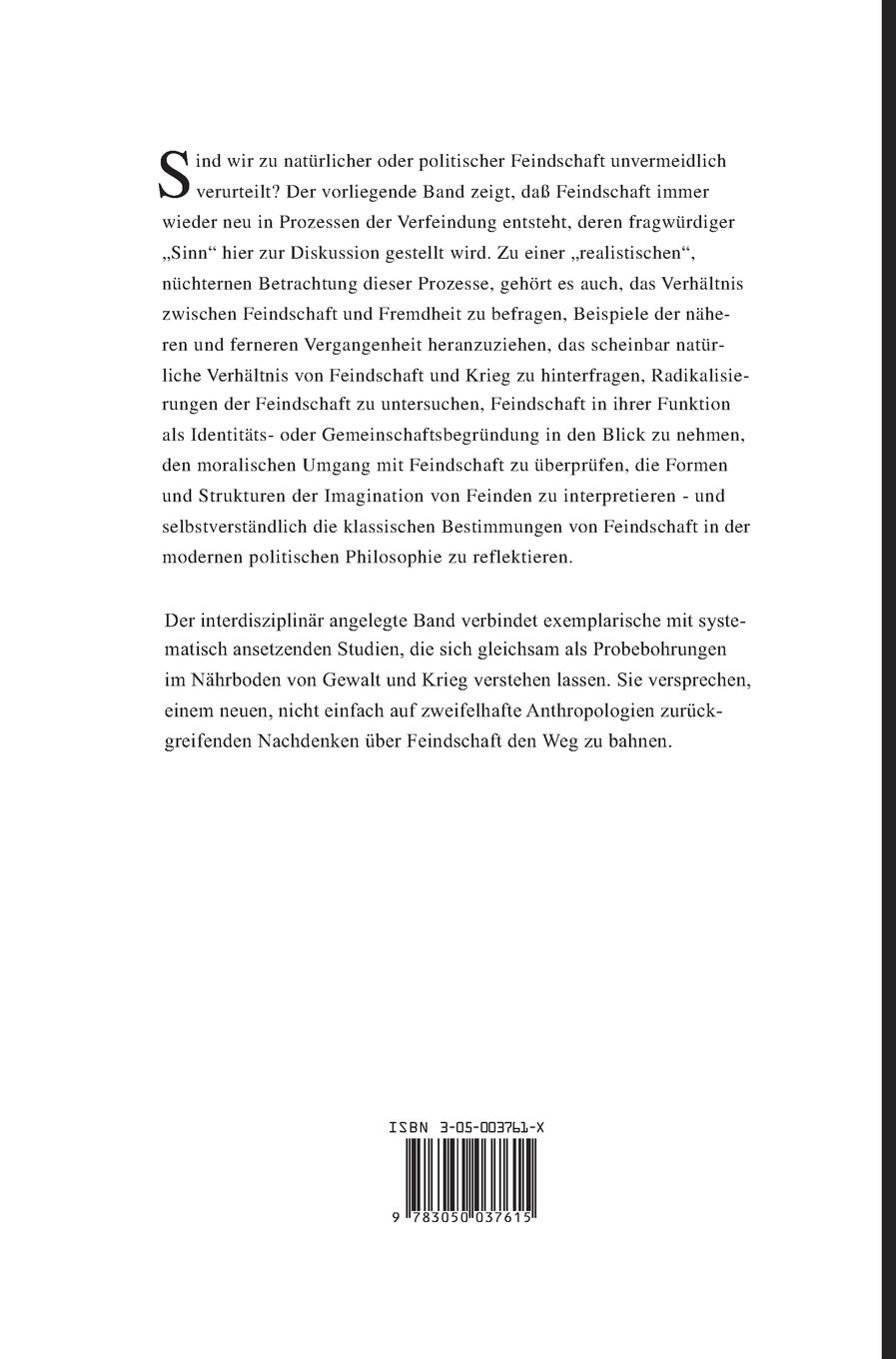 Rückseitencover Vom Sinn der Feindschaft