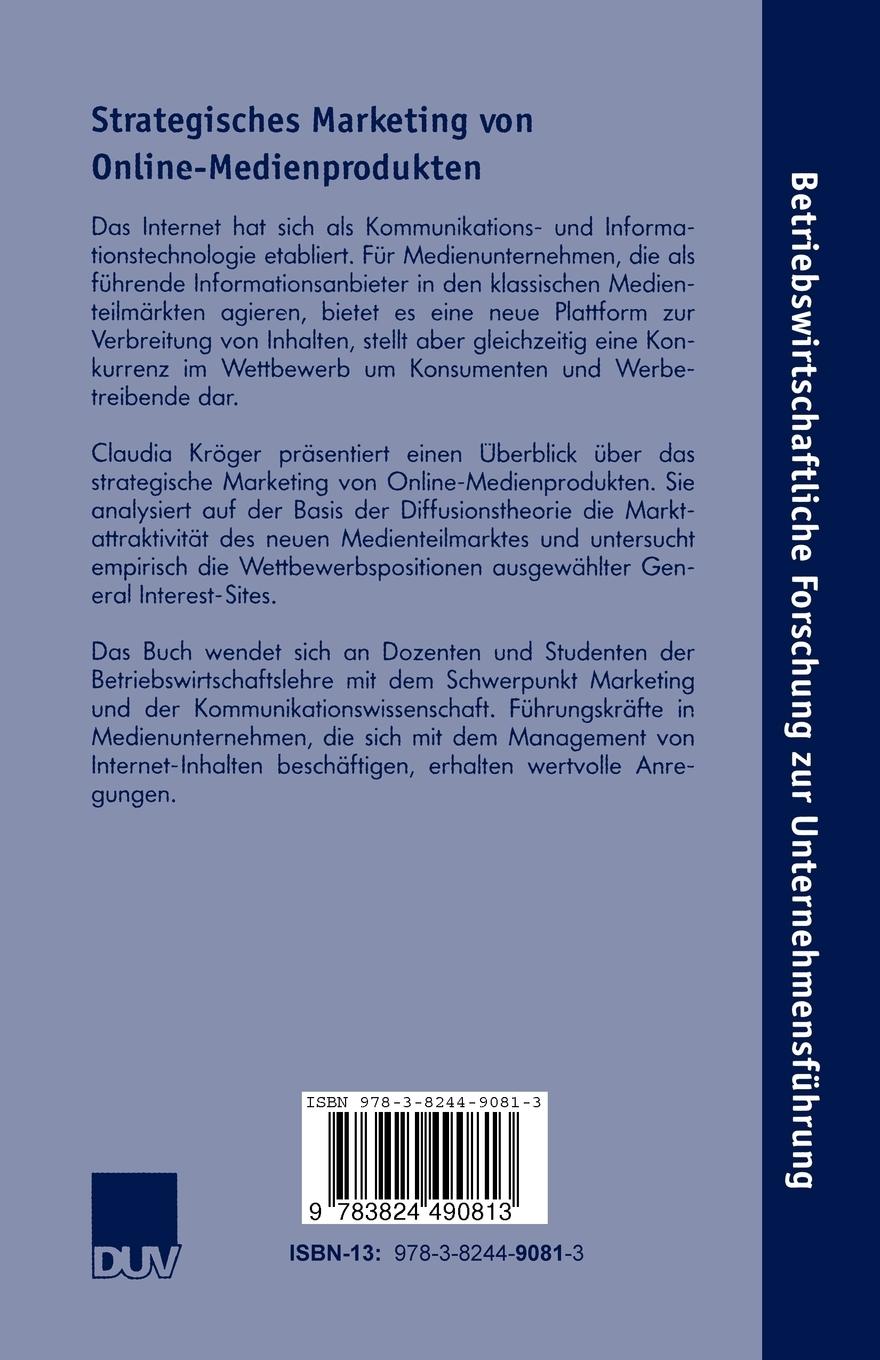 Rückseitencover Strategisches Marketing von Online-Medienprodukten