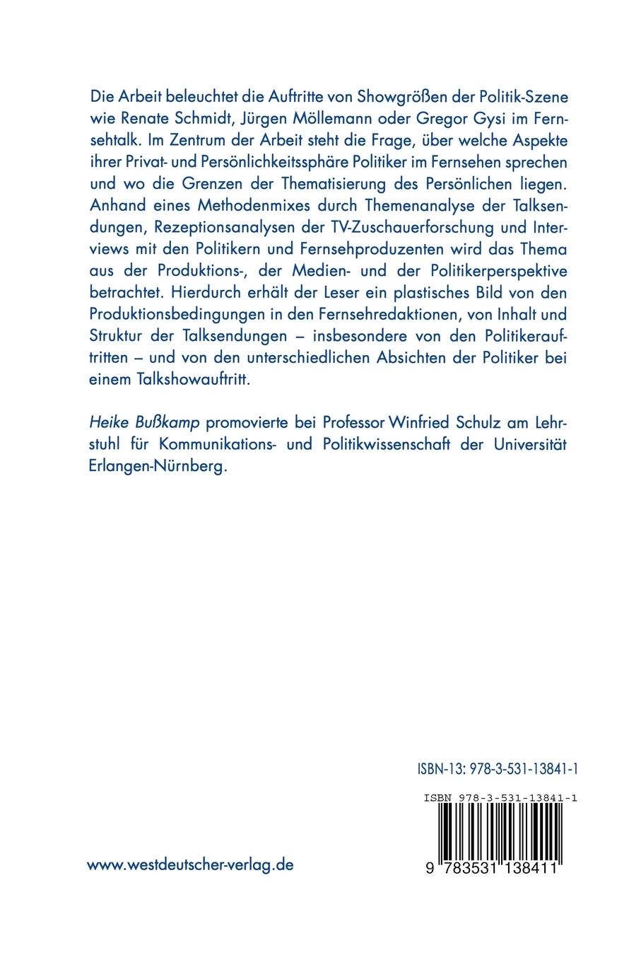 Rückseitencover Politiker im Fernsehtalk