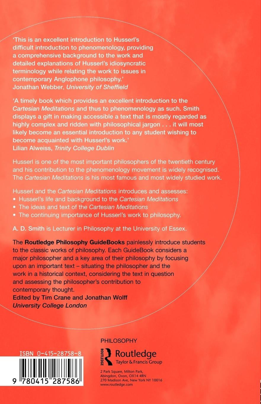 Rückseitencover Routledge Philosophy GuideBook to Husserl and the Cartesian Meditations