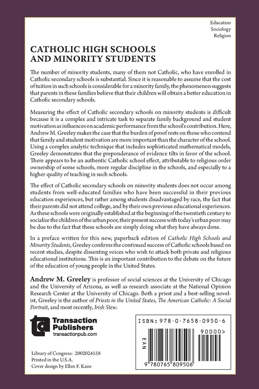 Rückseitencover Catholic High Schools and Minority Students