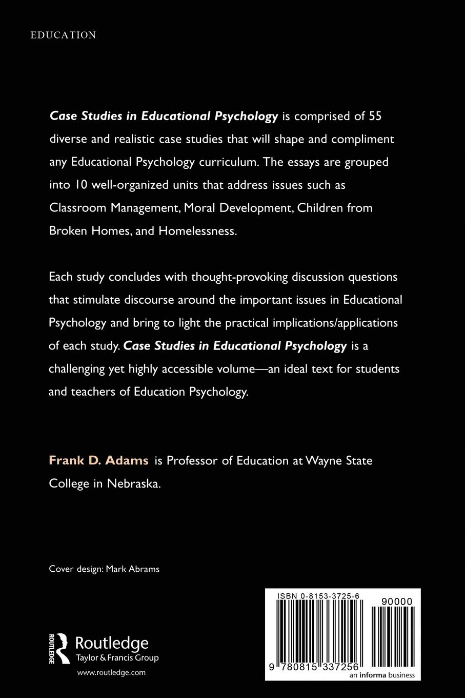 Rückseitencover Case Studies in Educational Psychology