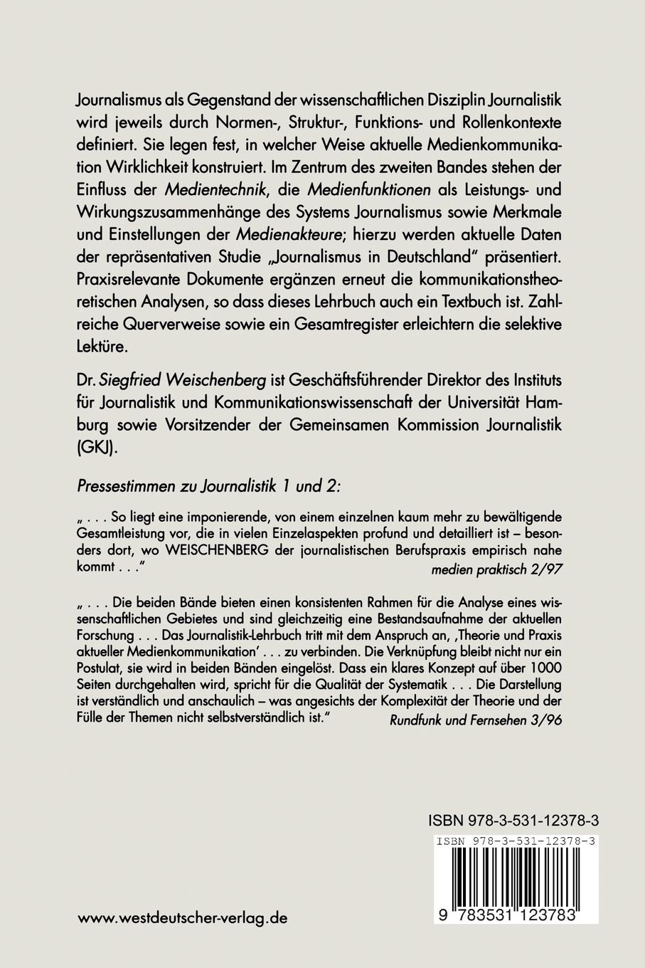 Rückseitencover Journalistik