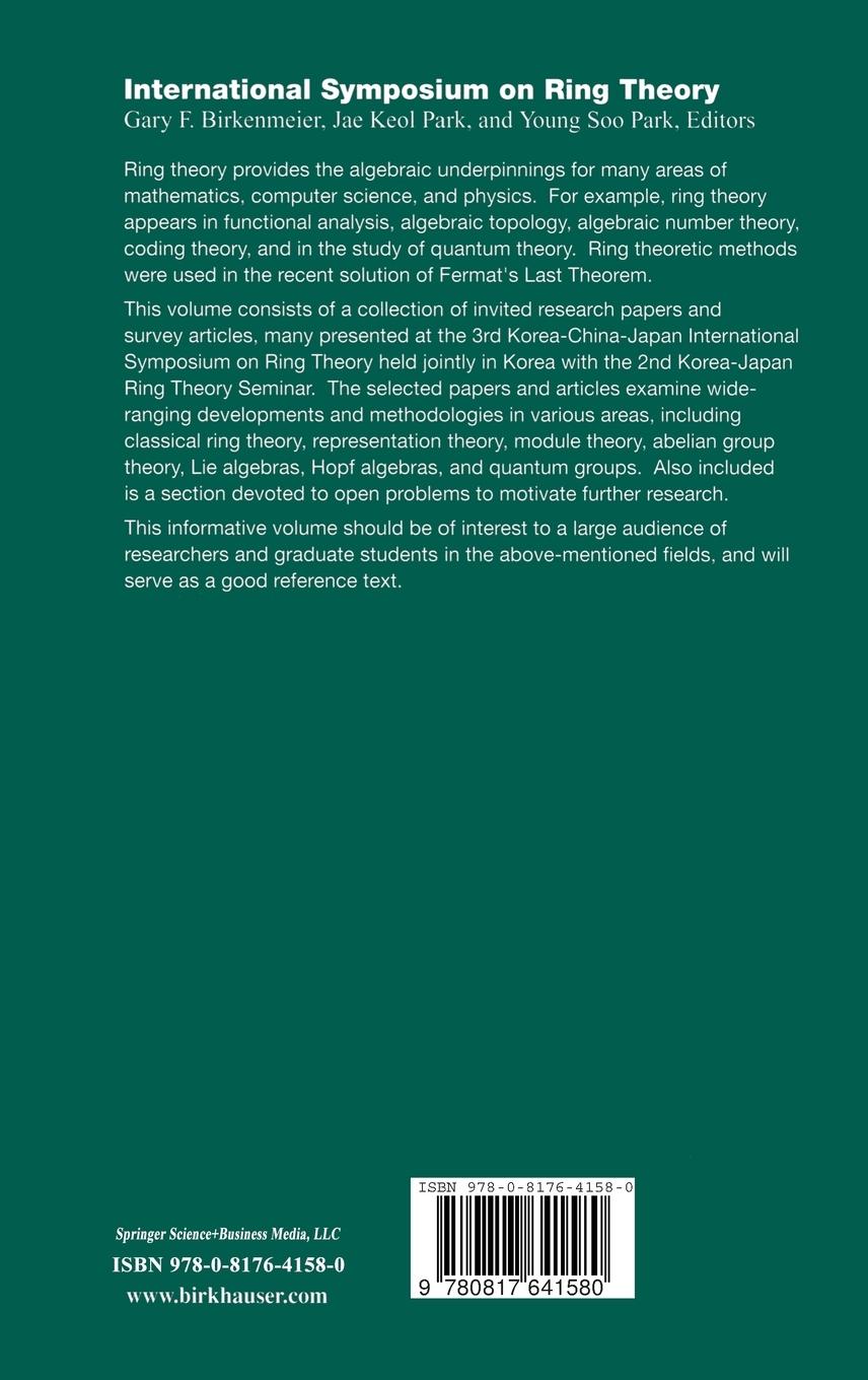 Rückseitencover International Symposium on Ring Theory
