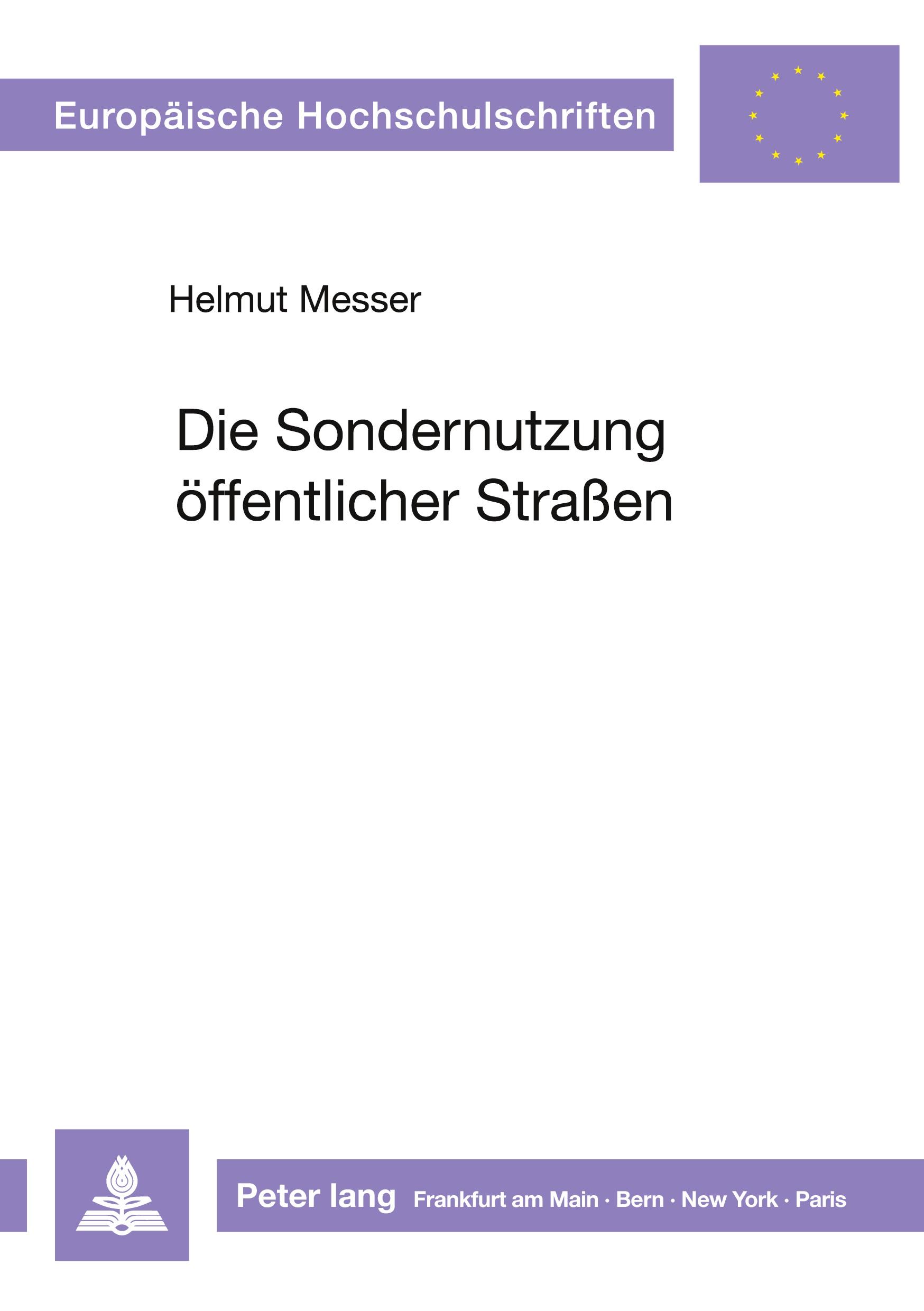 Vorderes Coverbild Die Sondernutzung öffentlicher Straßen