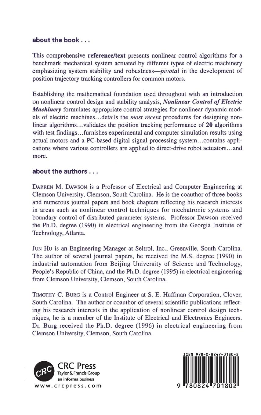 Rückseitencover Nonlinear Control of Electric Machinery