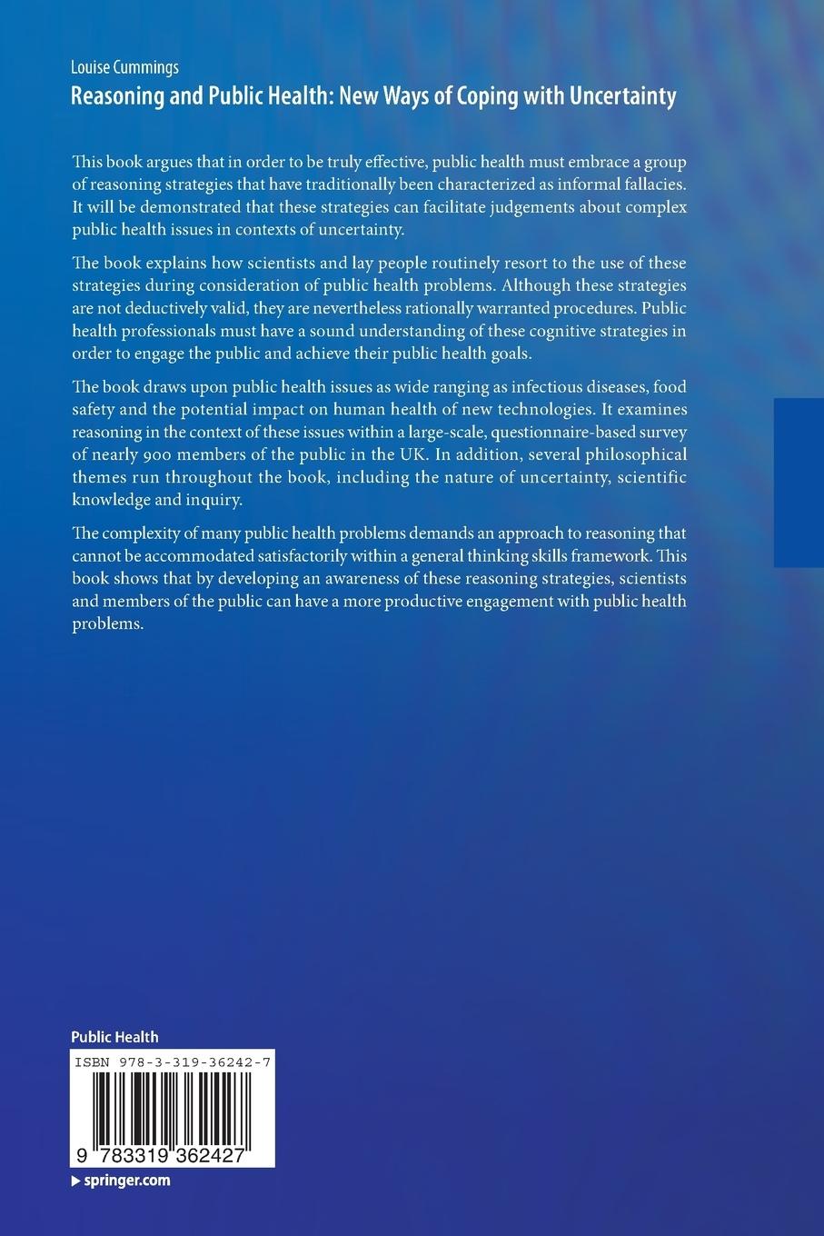 Rückseitencover Reasoning and Public Health: New Ways of Coping with Uncertainty