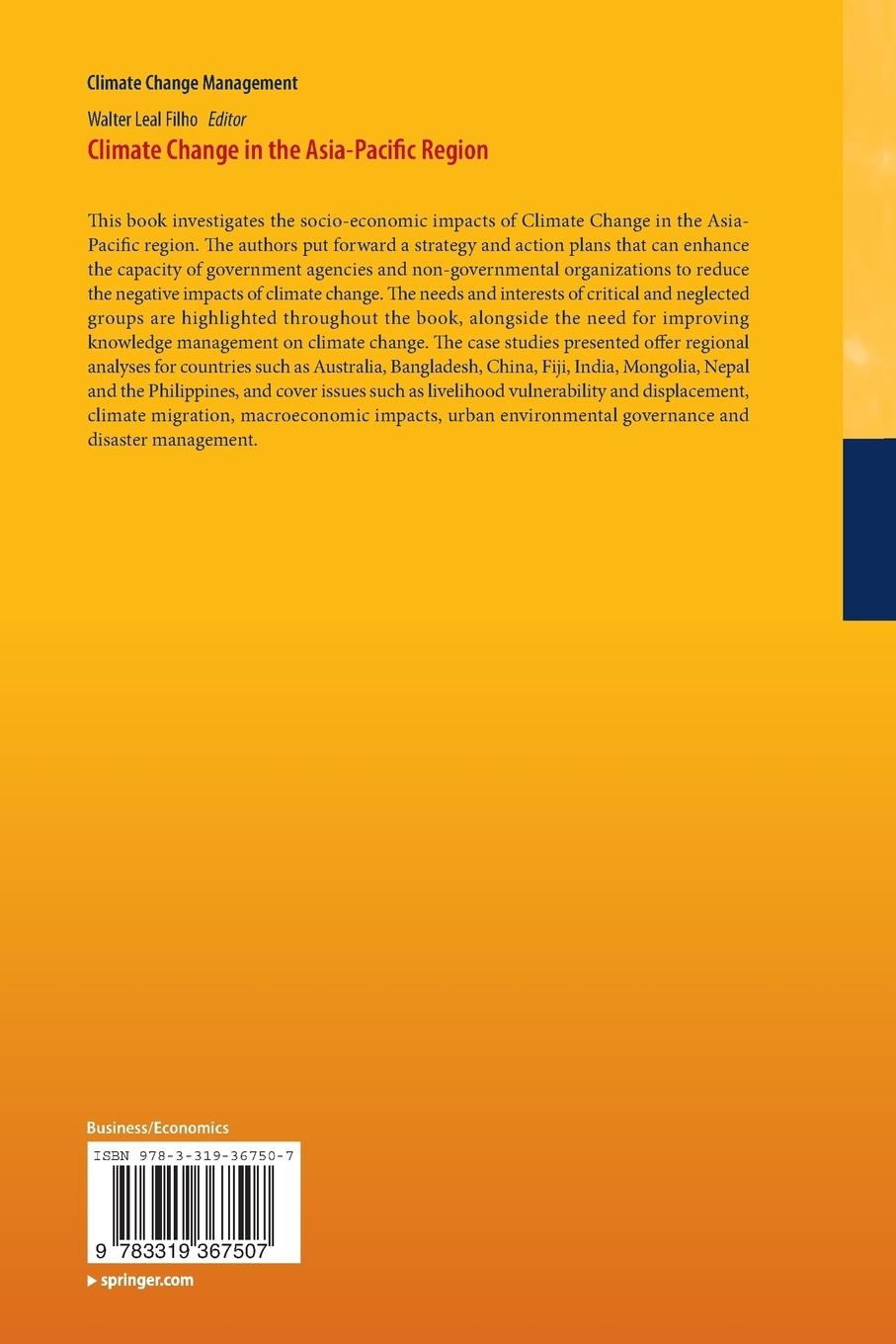 Rückseitencover Climate Change in the Asia-Pacific Region