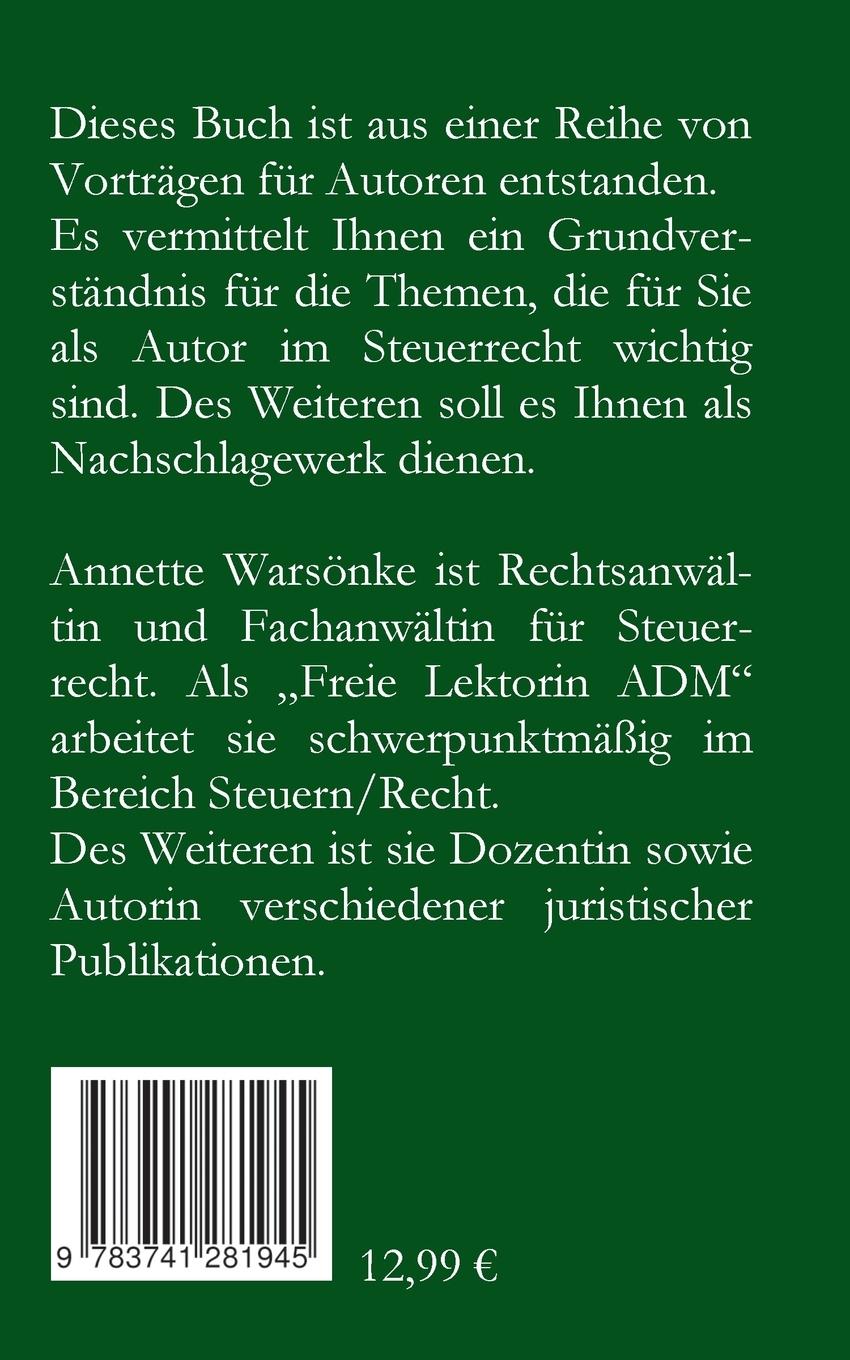 Rückseitencover Der Autor und das liebe Geld