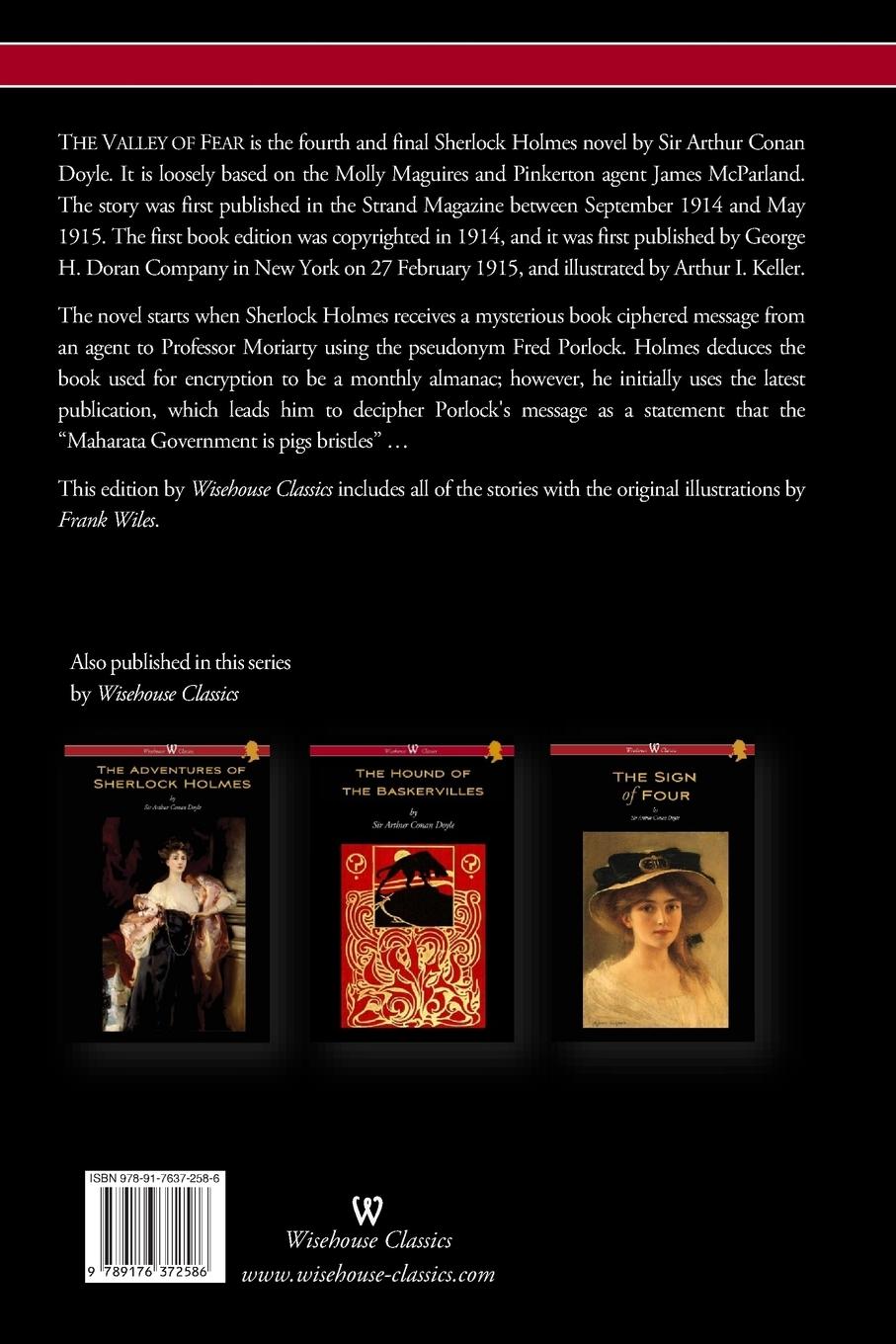 Rückseitencover The Valley of Fear  (Wisehouse Classics Edition - with original illustrations by Frank Wiles)