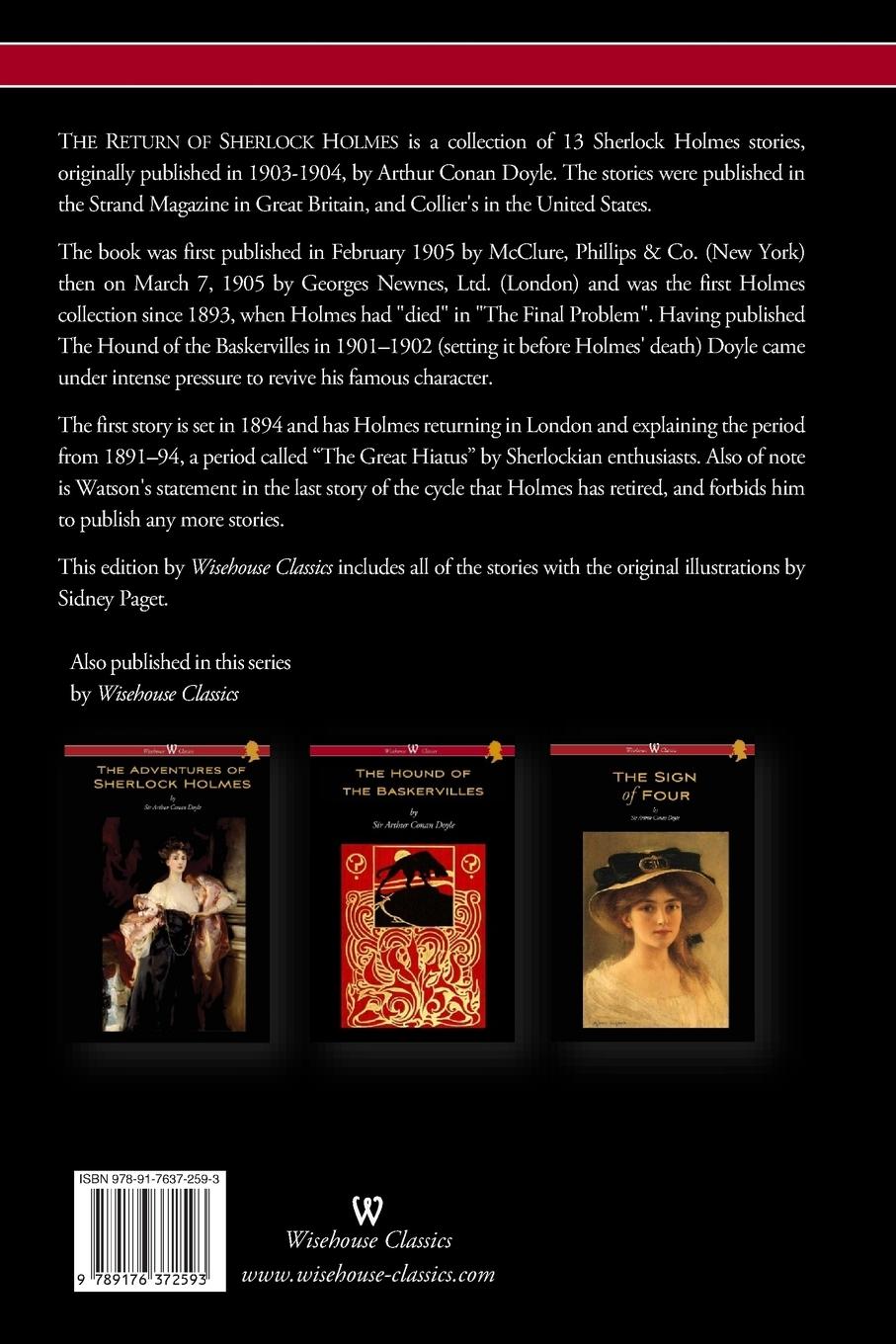 Rückseitencover The Return of Sherlock Holmes (Wisehouse Classics Edition - with original illustrations by Sidney Paget)