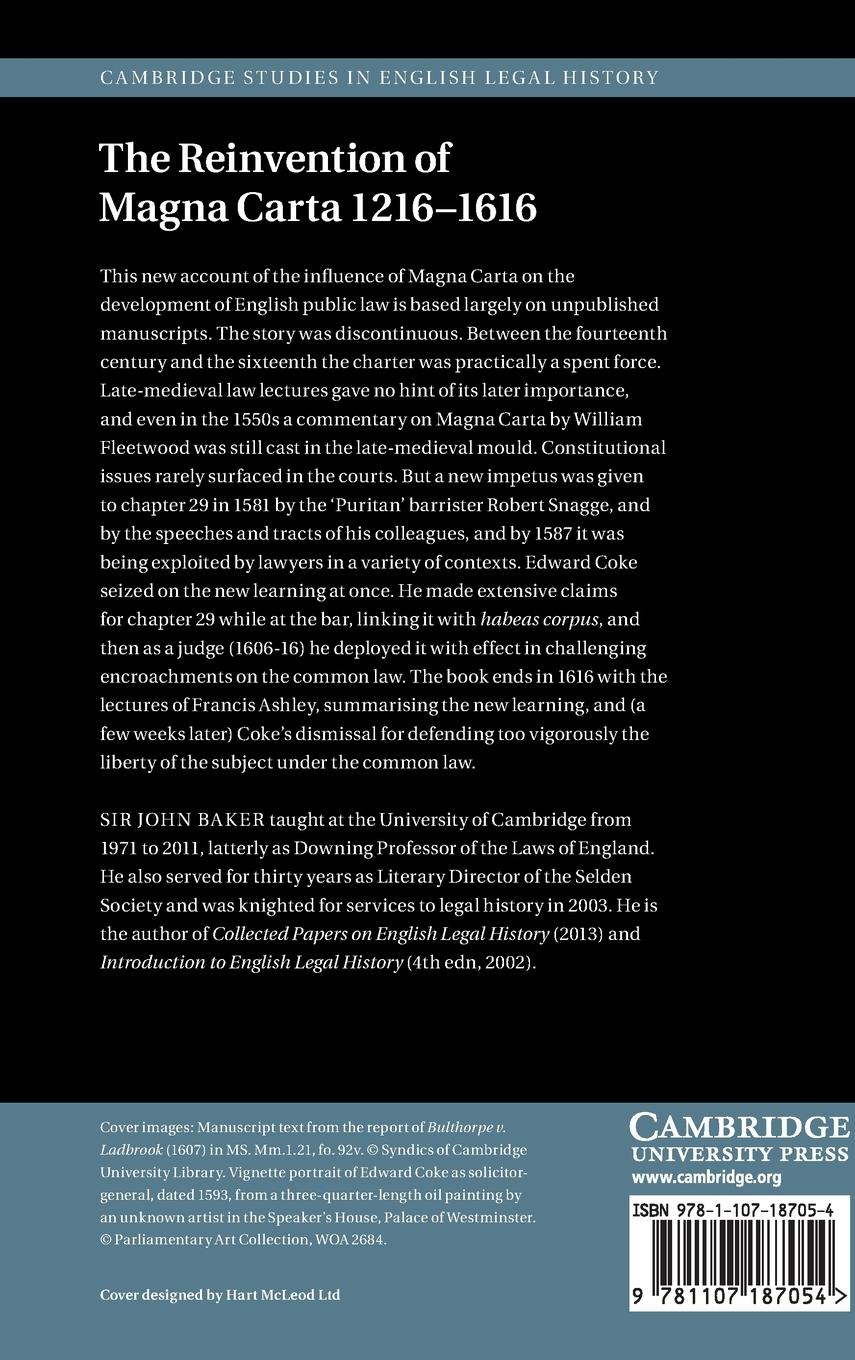 Rückseitencover The Reinvention of Magna Carta 1216-1616