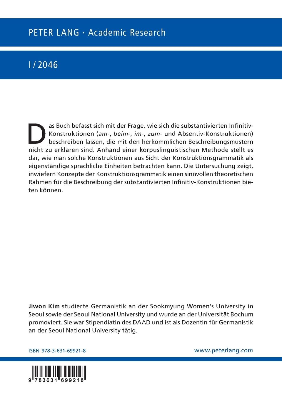 Rückseitencover Die substantivierten Infinitiv-Konstruktionen im Deutschen