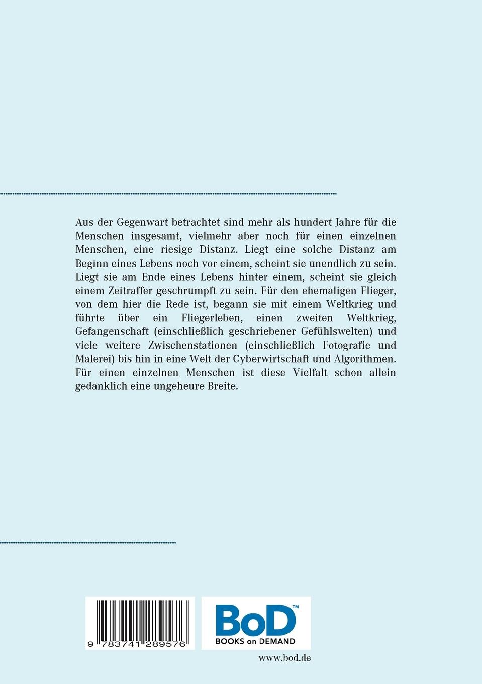 Rückseitencover Fliegerträume, Erinnerung des Augenblicks - Sehnsucht nach Freiheit, sich in die Luftmeere erheben zu können