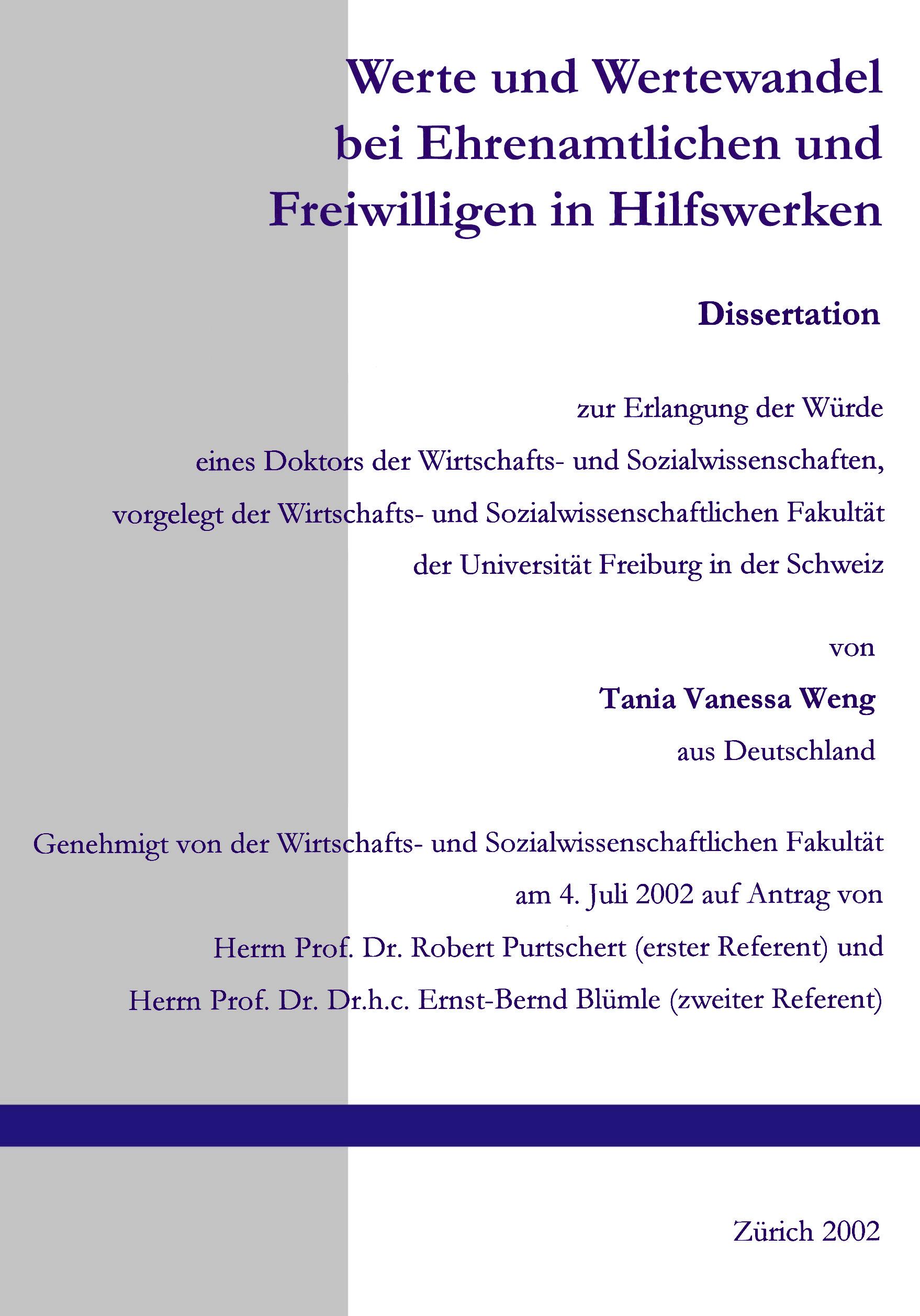 Vorderes Coverbild Werte und Wertewandel bei Ehrenamtlichen und Freiwilligen in Hilfswerken