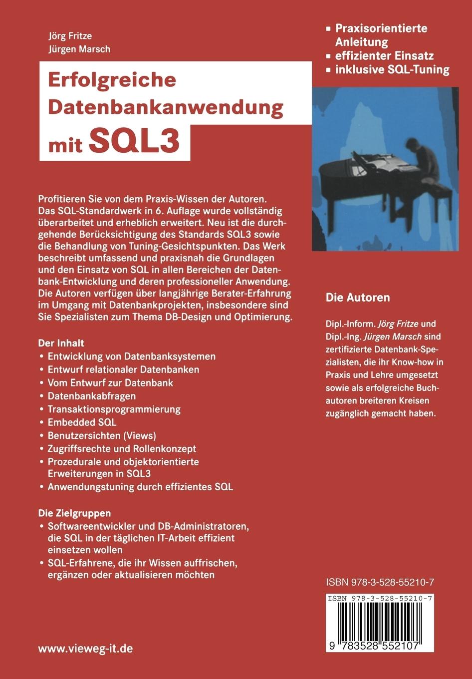 Rückseitencover Erfolgreiche Datenbankanwendung mit SQL3