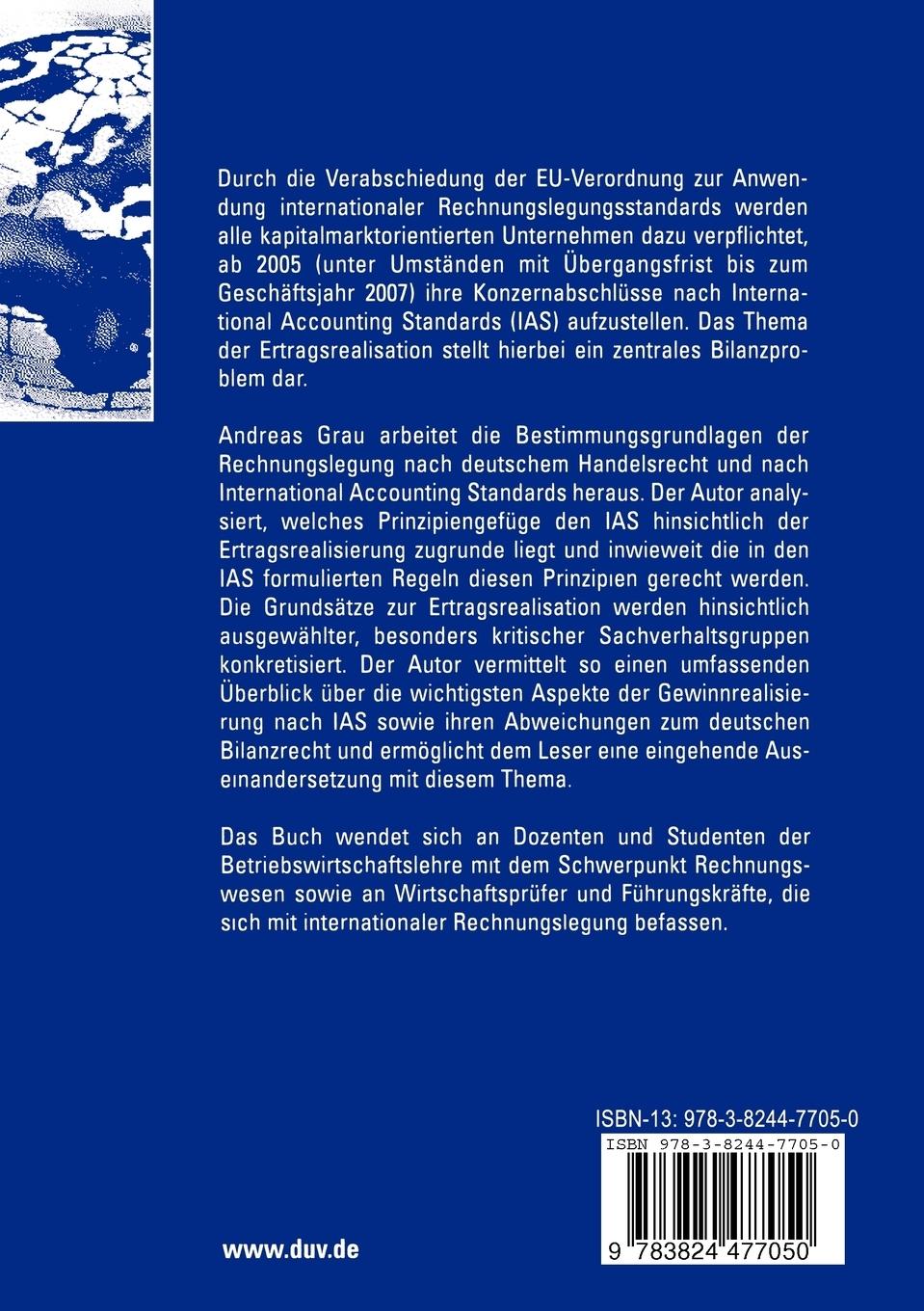 Rückseitencover Gewinnrealisierung nach International Accounting Standards
