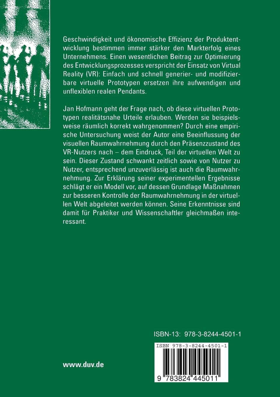 Rückseitencover Raumwahrnehmung in virtuellen Umgebungen